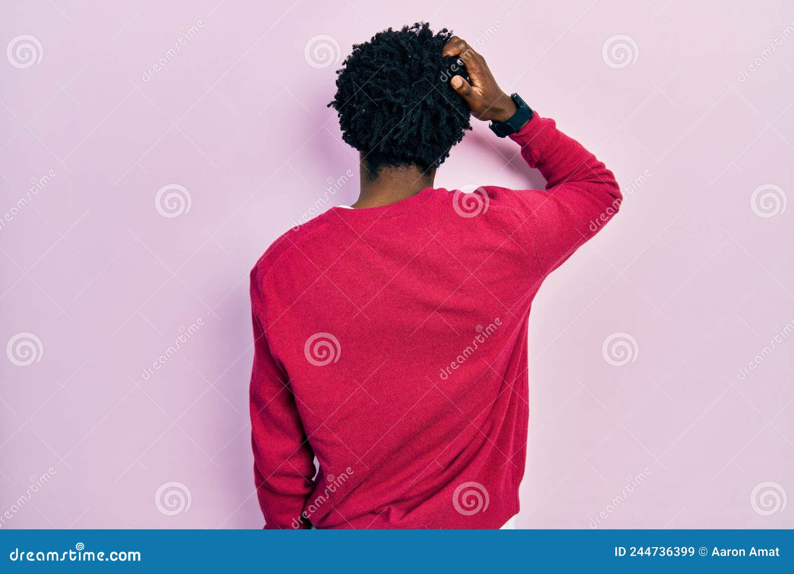 Young African American Man Wearing Casual Clothes Backwards Thinking ...