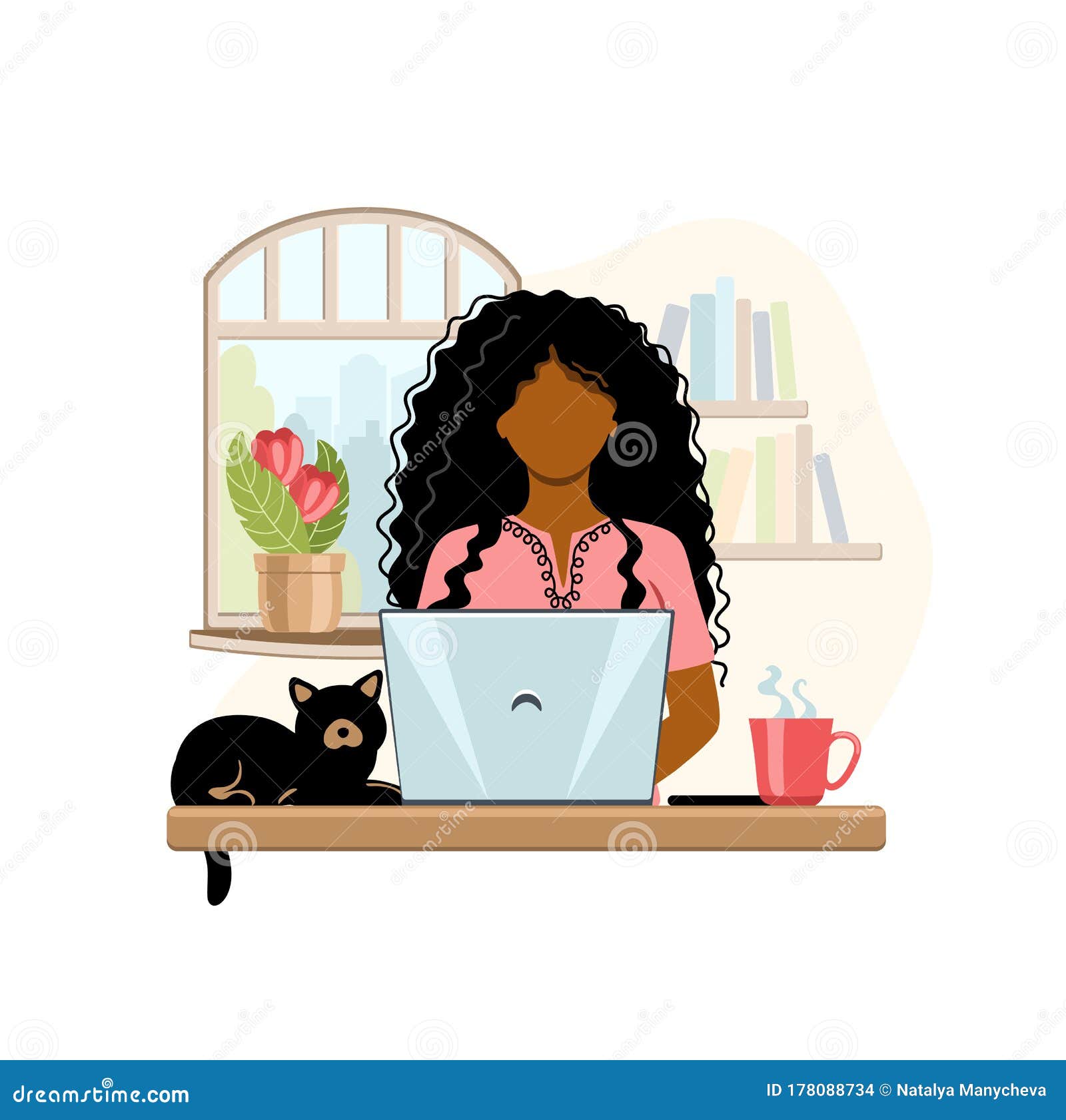 Download Young African American Woman With Laptop Working From Home ...