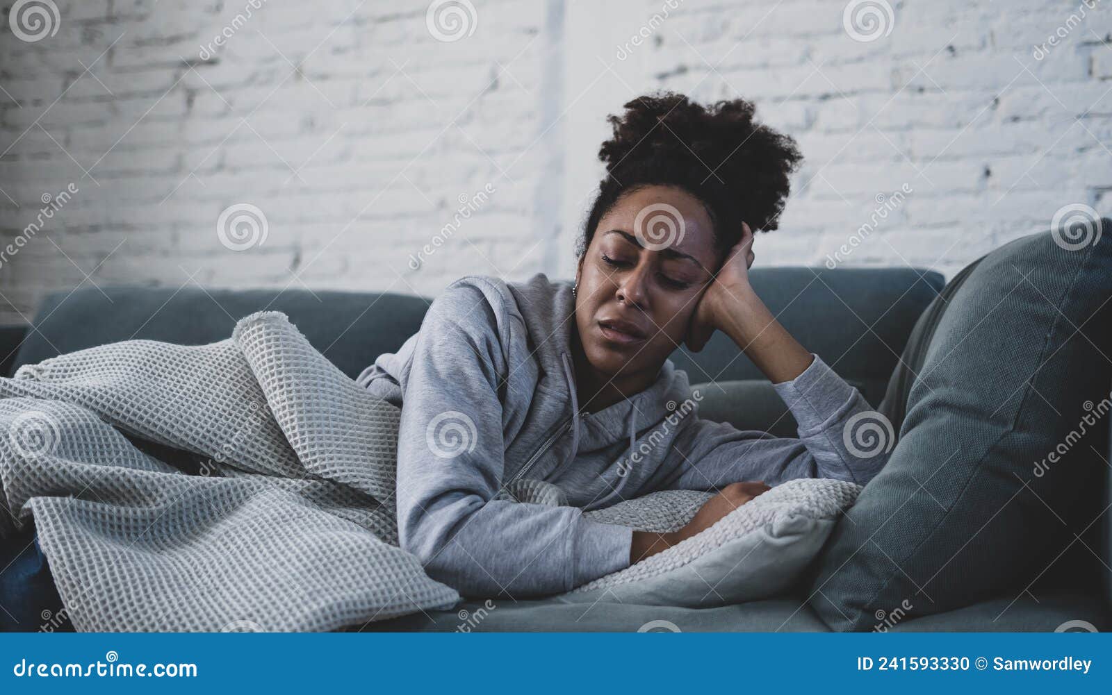 Young African American Woman Suffering from Depression, Anxiety and
