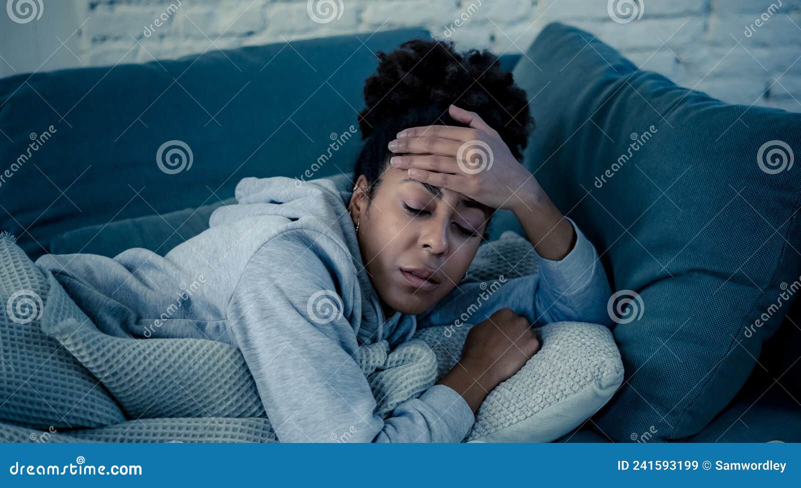 Young African American Woman Suffering from Depression, Anxiety and