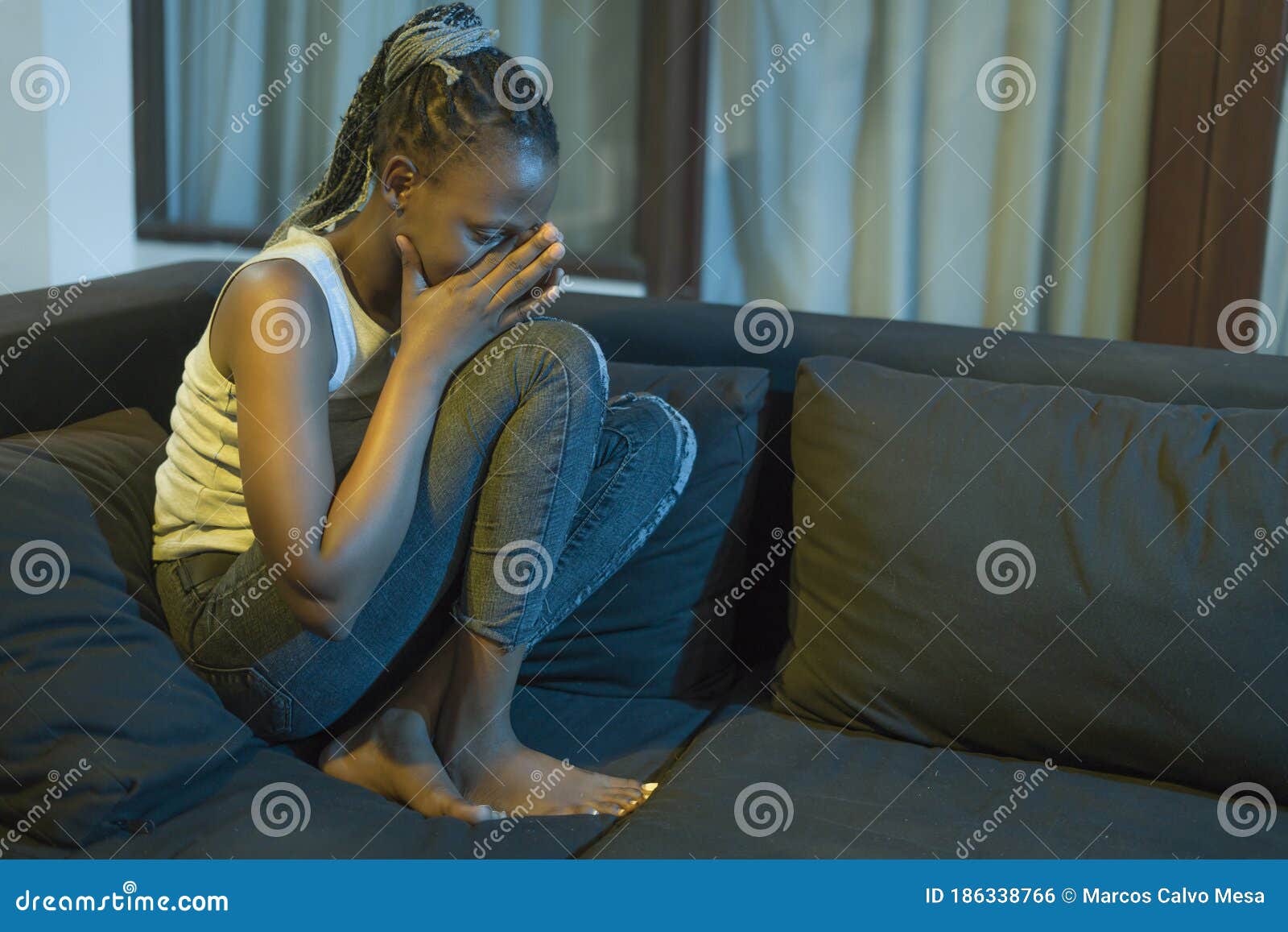 Young African American Woman Suffering Depression - Sad and Depressed