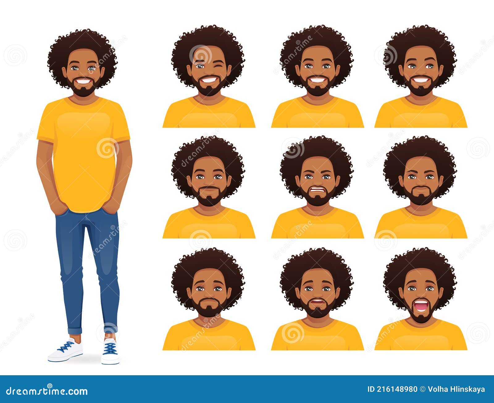 young african man expression set