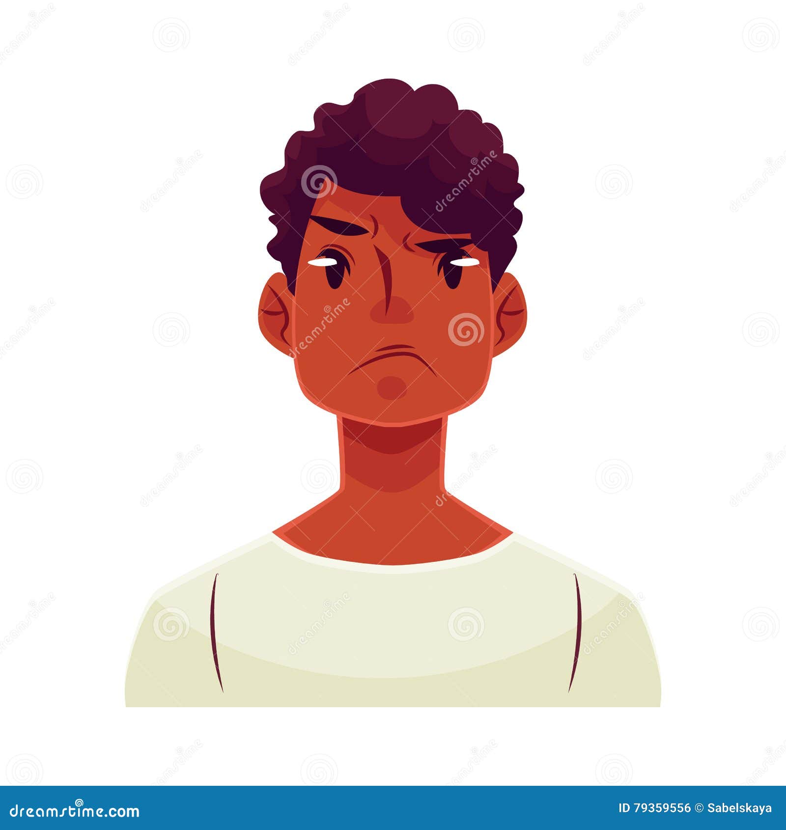Young African Man Face, Angry Facial Expression Stock Vector ...