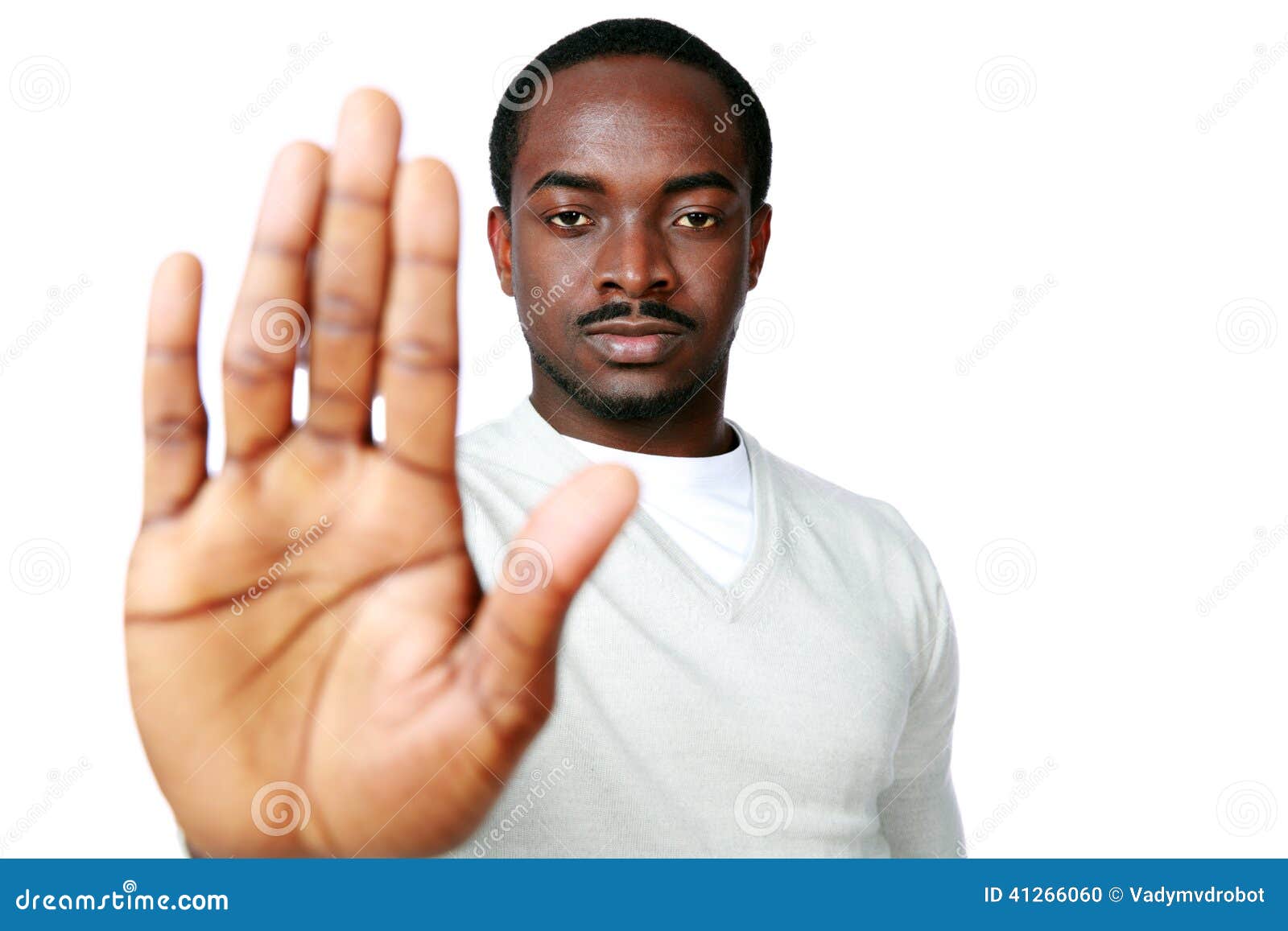 man hand stop sign Stock Photo