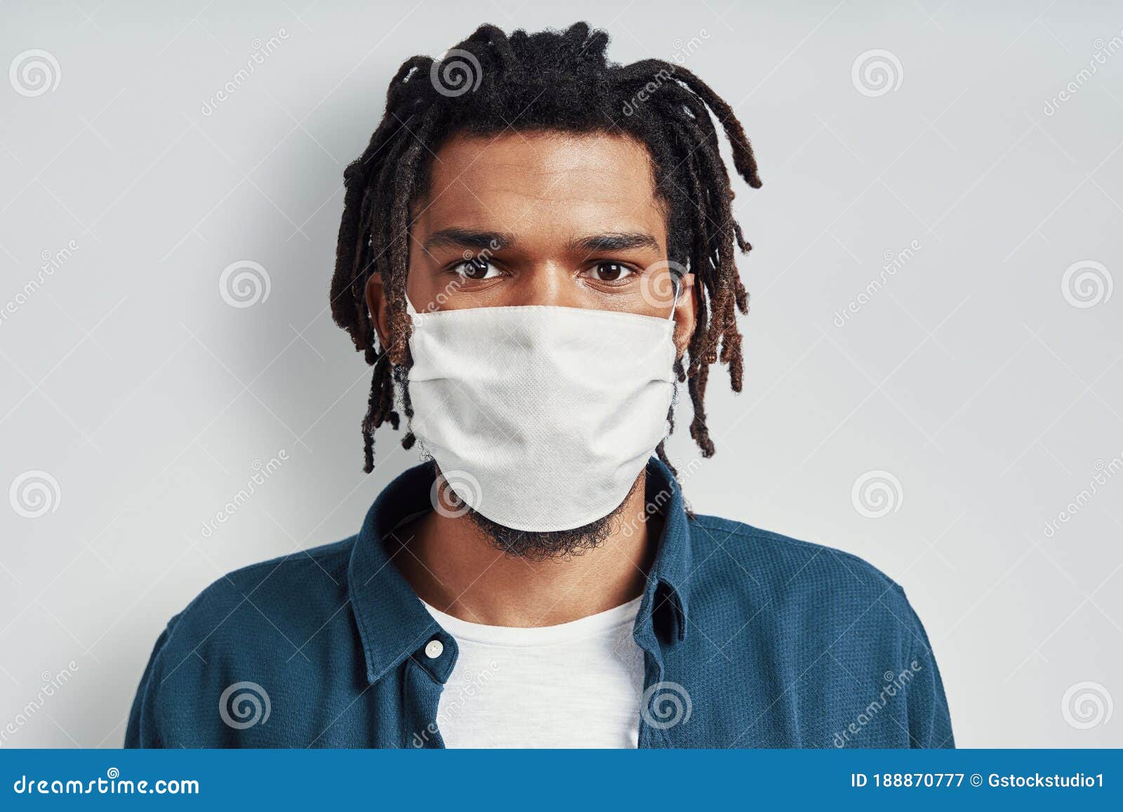 Young African Man Wearing Medical Face Mask Stock Image - Image of face ...