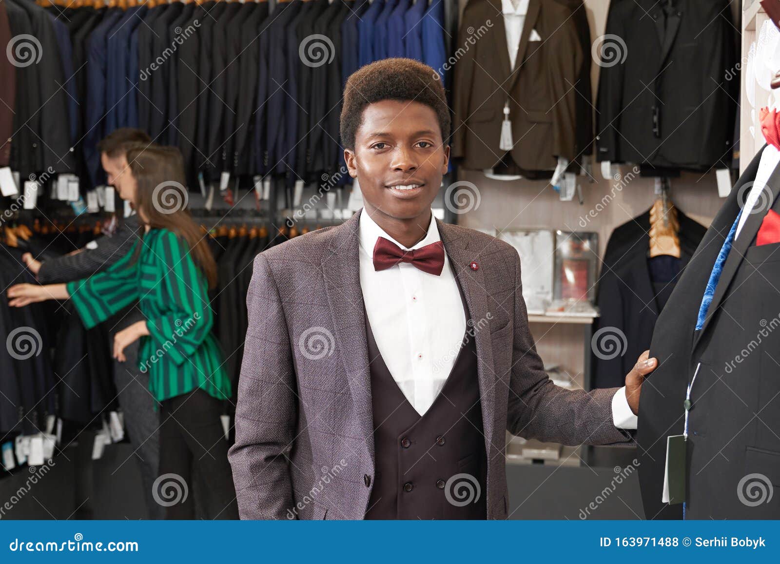 Handsome Man in Suit Posing in Boutique. Stock Photo - Image of people ...