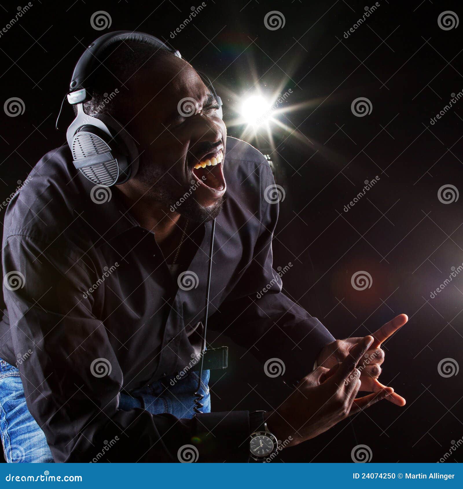 Young afro american dj stock photo. Image of american 24074250