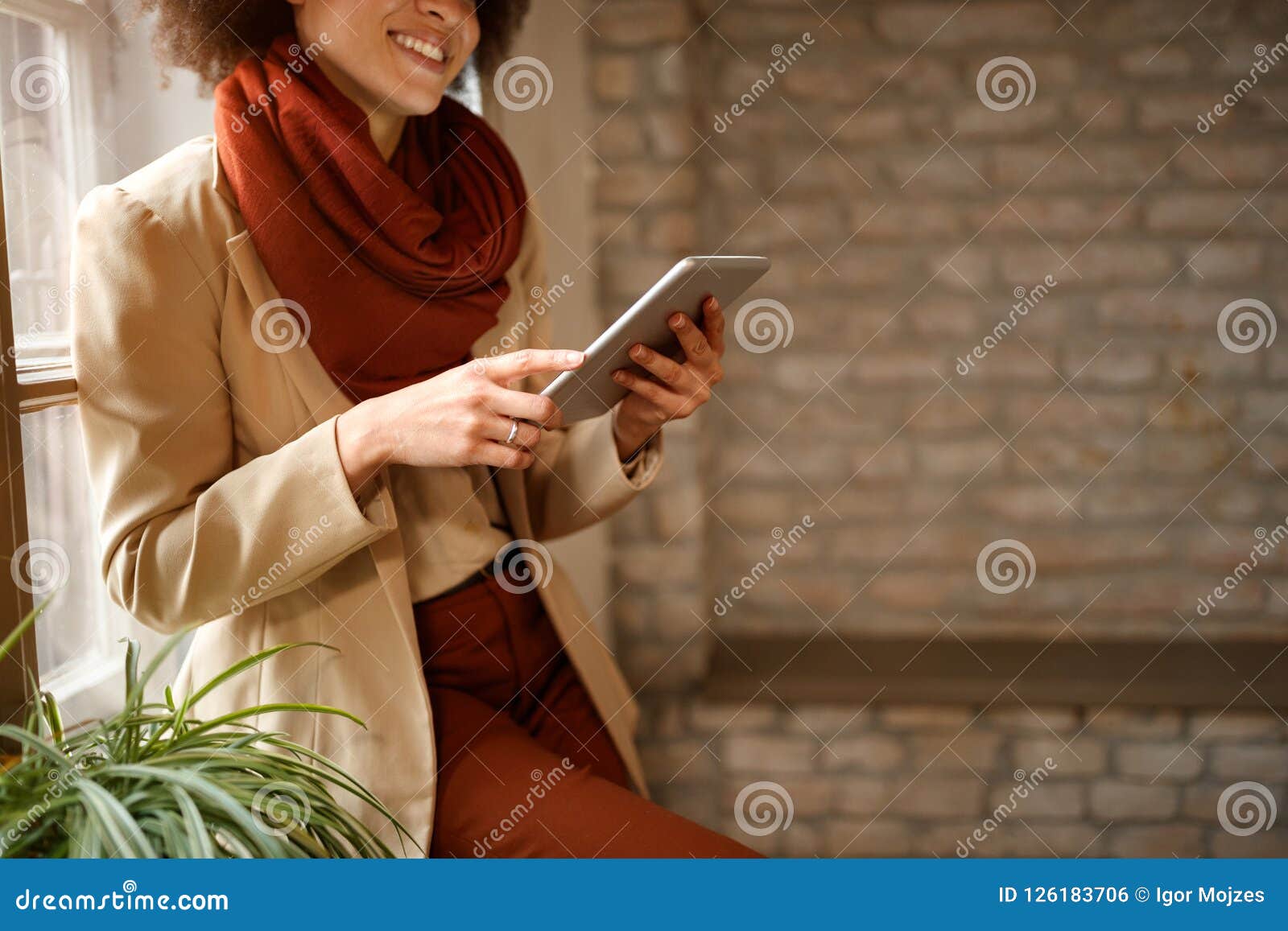 girl looking surfing internet on ipad