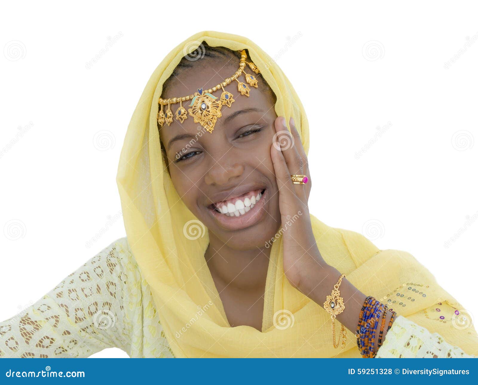 Young Afro Beauty Dressed for a Celebration, Isolated Stock Photo 