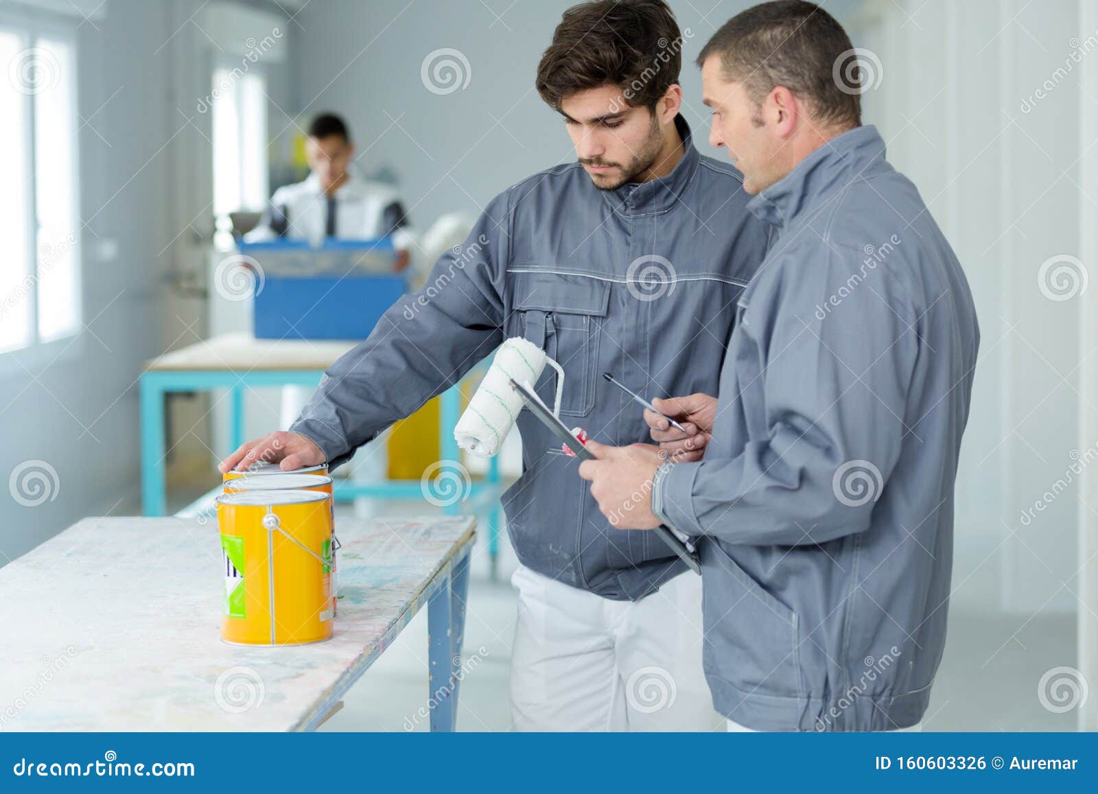 Young Apprentice Painter in Professional Training Stock Photo Image