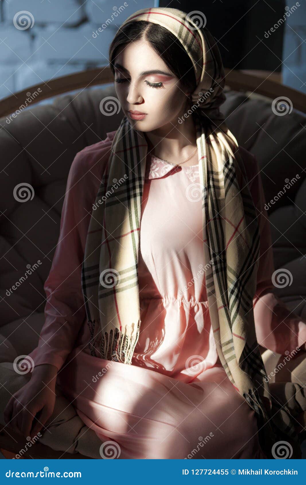 Young Arab Girl With Oriental Makeup In Hijab Stock Image Image