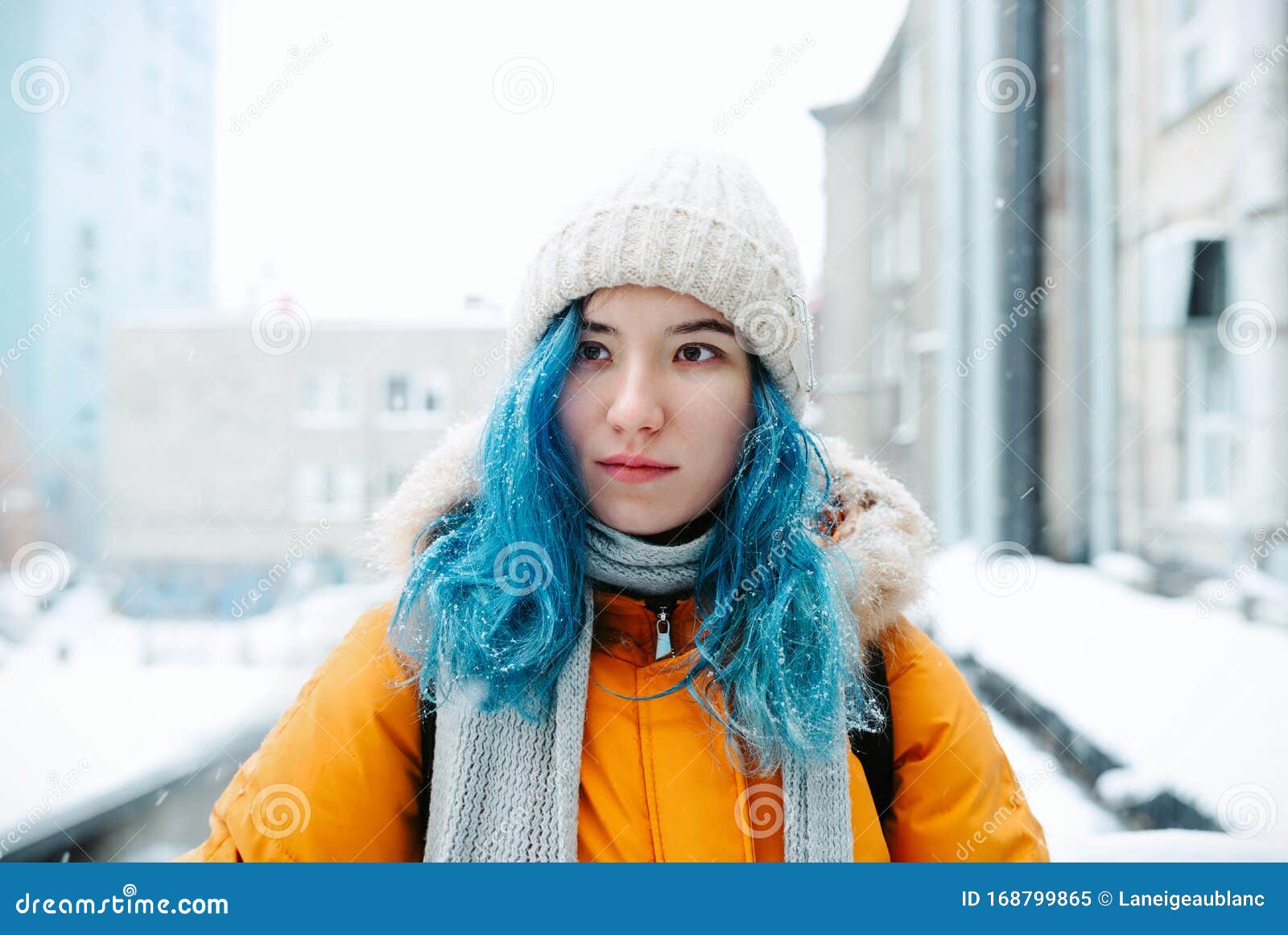 Asian woman with blue hair and traditional clothing - wide 6