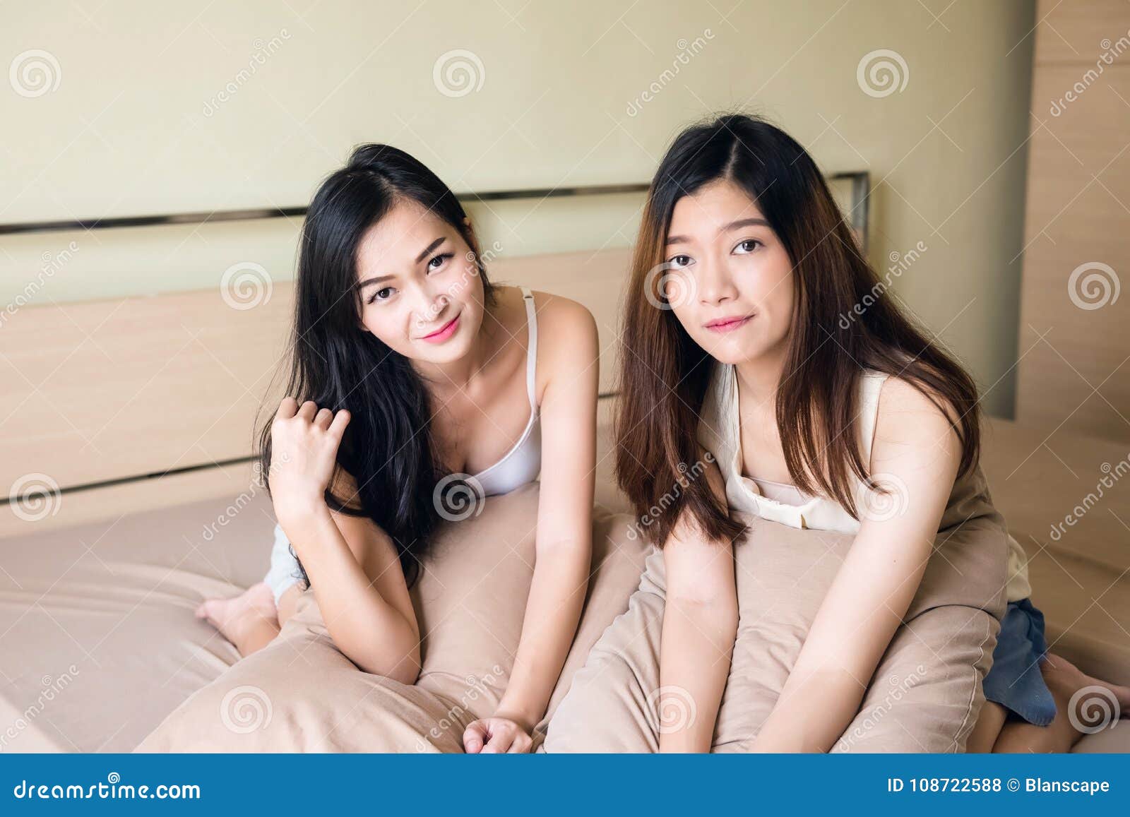 1300px x 957px - Young Asian Lesbian Women Couple on Bed Stock Photo - Image of love,  bedroom: 108722588