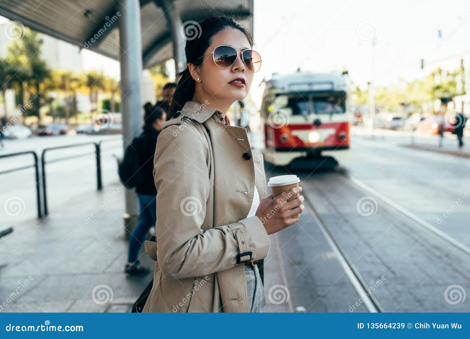 cable car streeet car diving on railway arrived