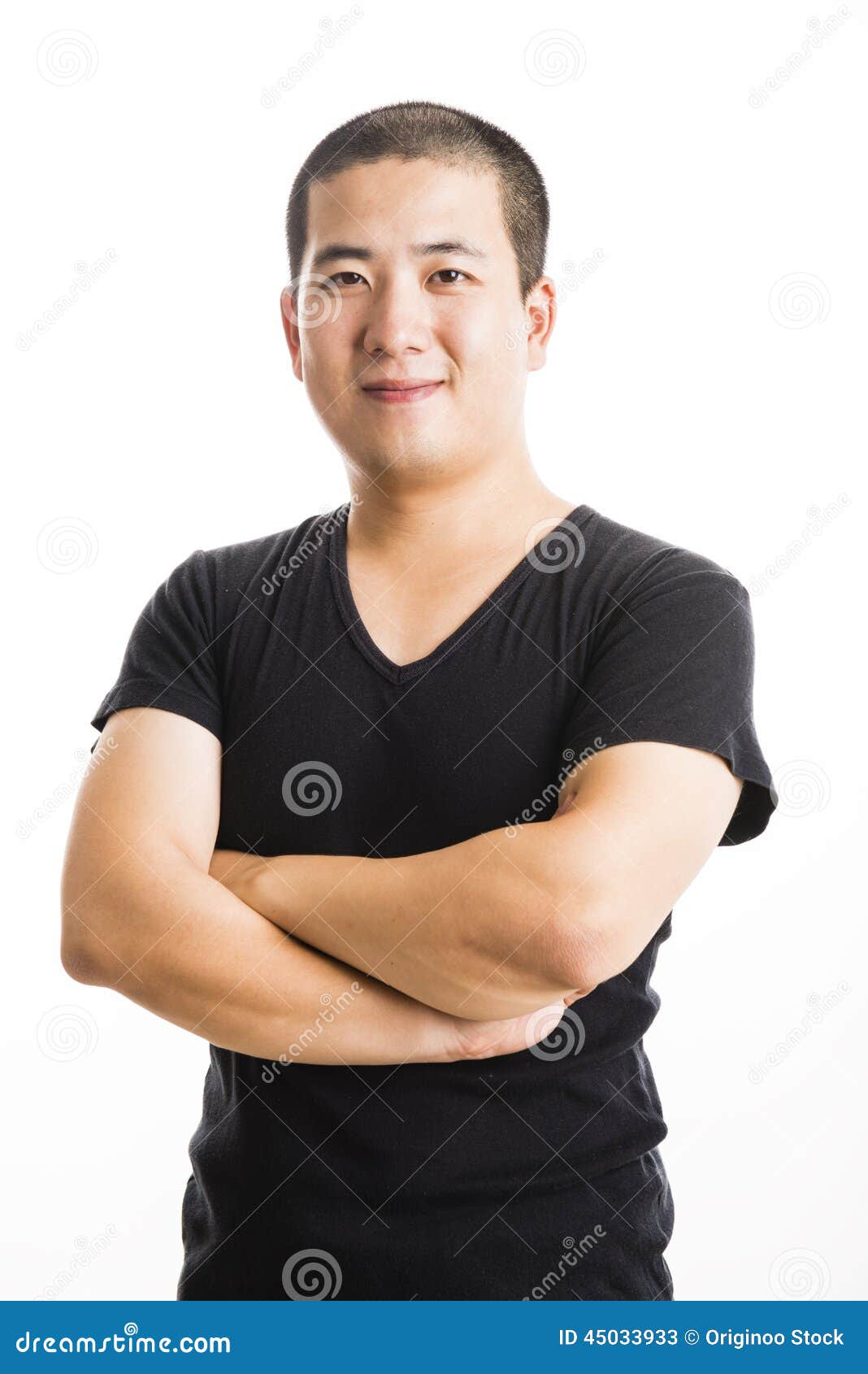 Young Asian Man Standing Isolated on White Stock Image - Image of short ...