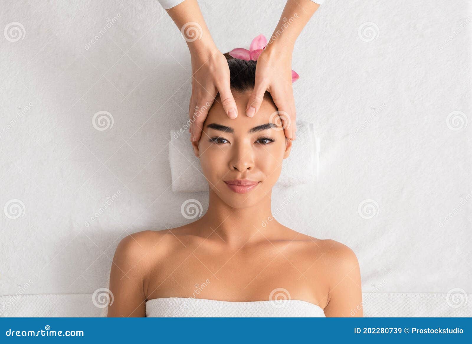 Young Asian Woman Enjoying Anti Aging Facial Massage At Spa Salon Stock Image Image Of Facial