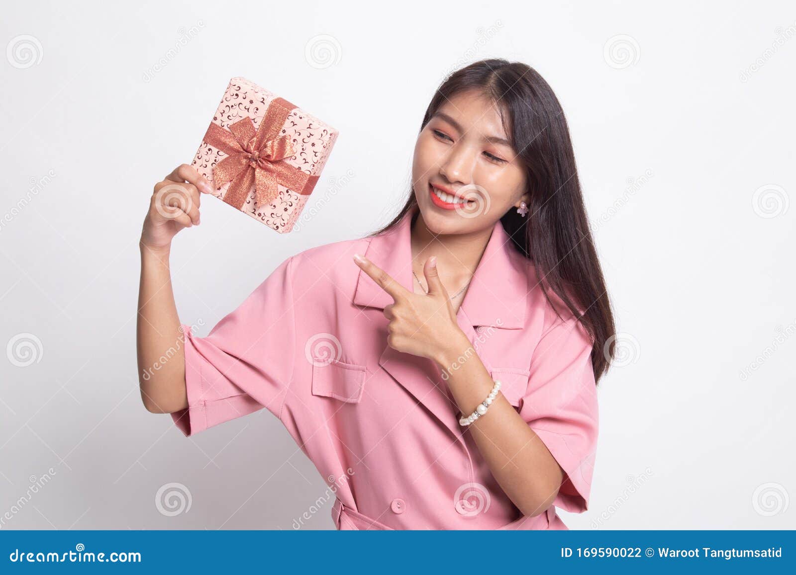 Young Asian Woman with a Gift Box Stock Photo - Image of celebrate ...