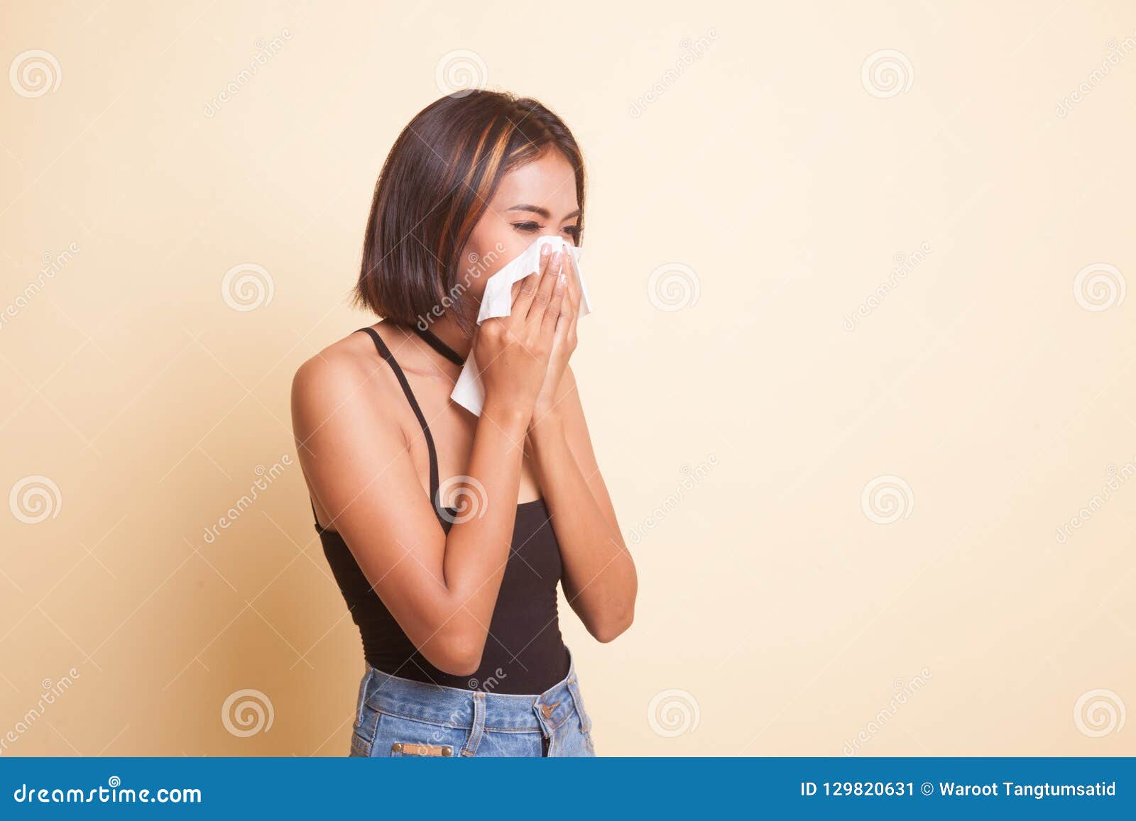 Young Asian Woman Got Sick And Flu Stock Image Image Of Disease