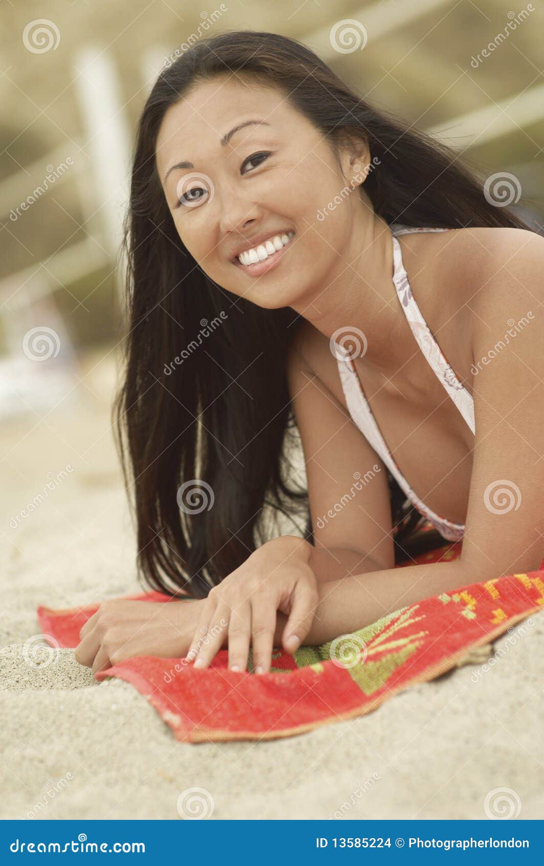 Young Asian Woman Lying on Beach Stock Photo Image of lying, adult