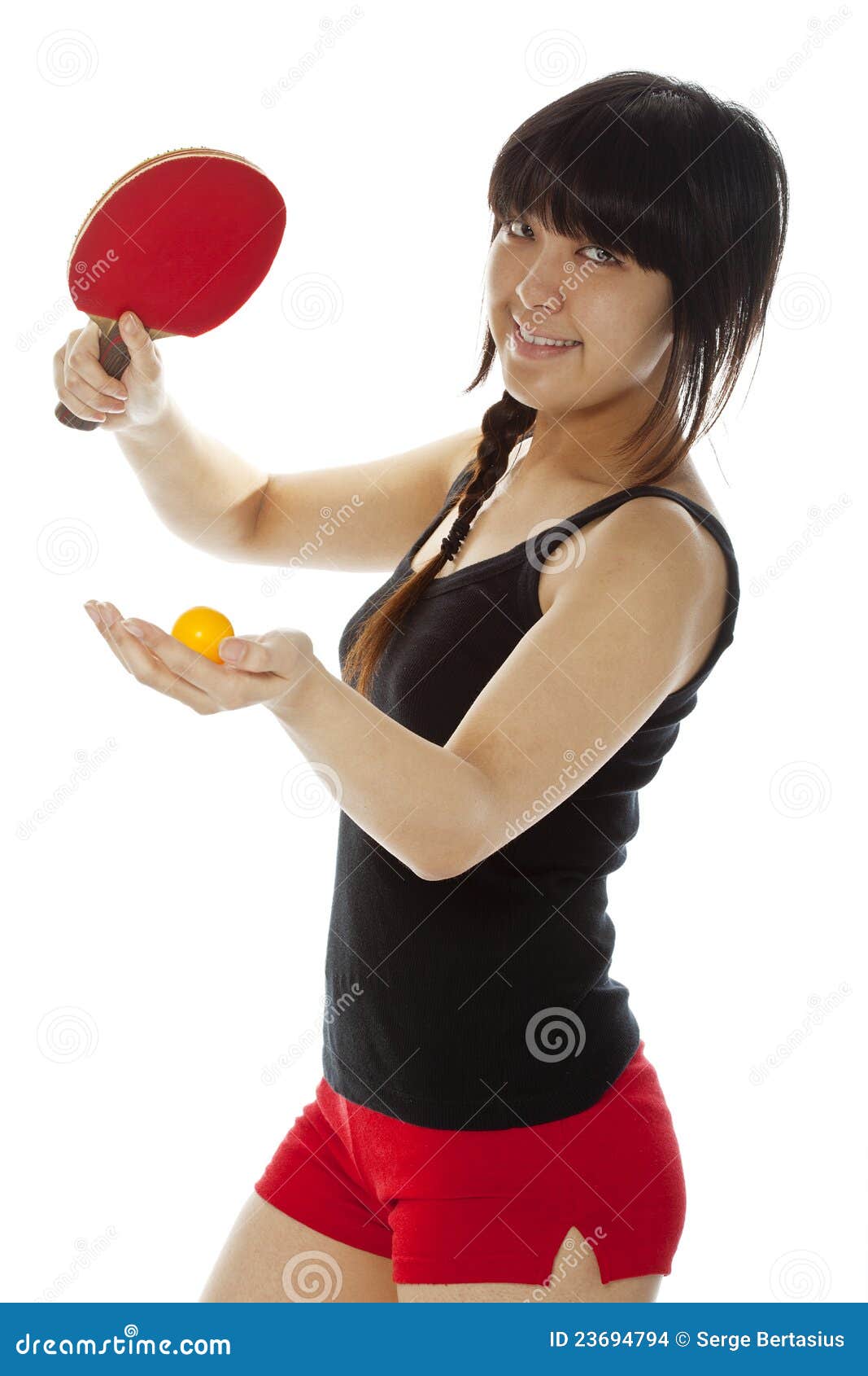 Young Asian Woman  Palying Ping  pong  Stock Photo Image of 