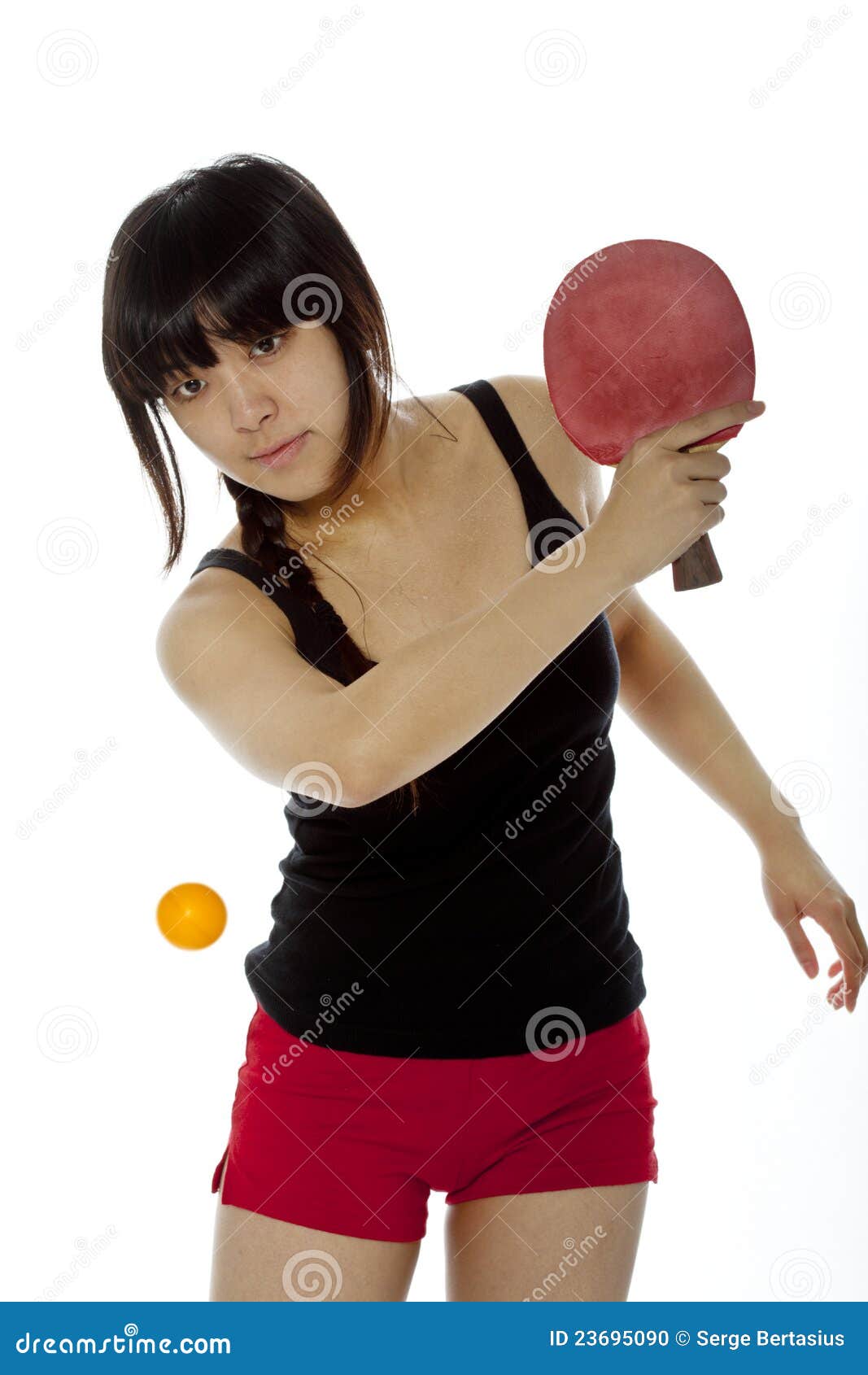 Young Asian Woman  Palying Ping  pong  Stock Photo Image of 