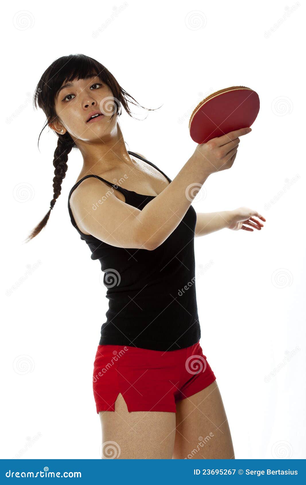 Young Asian Woman  With A Ping  pong  Racket Stock Image 