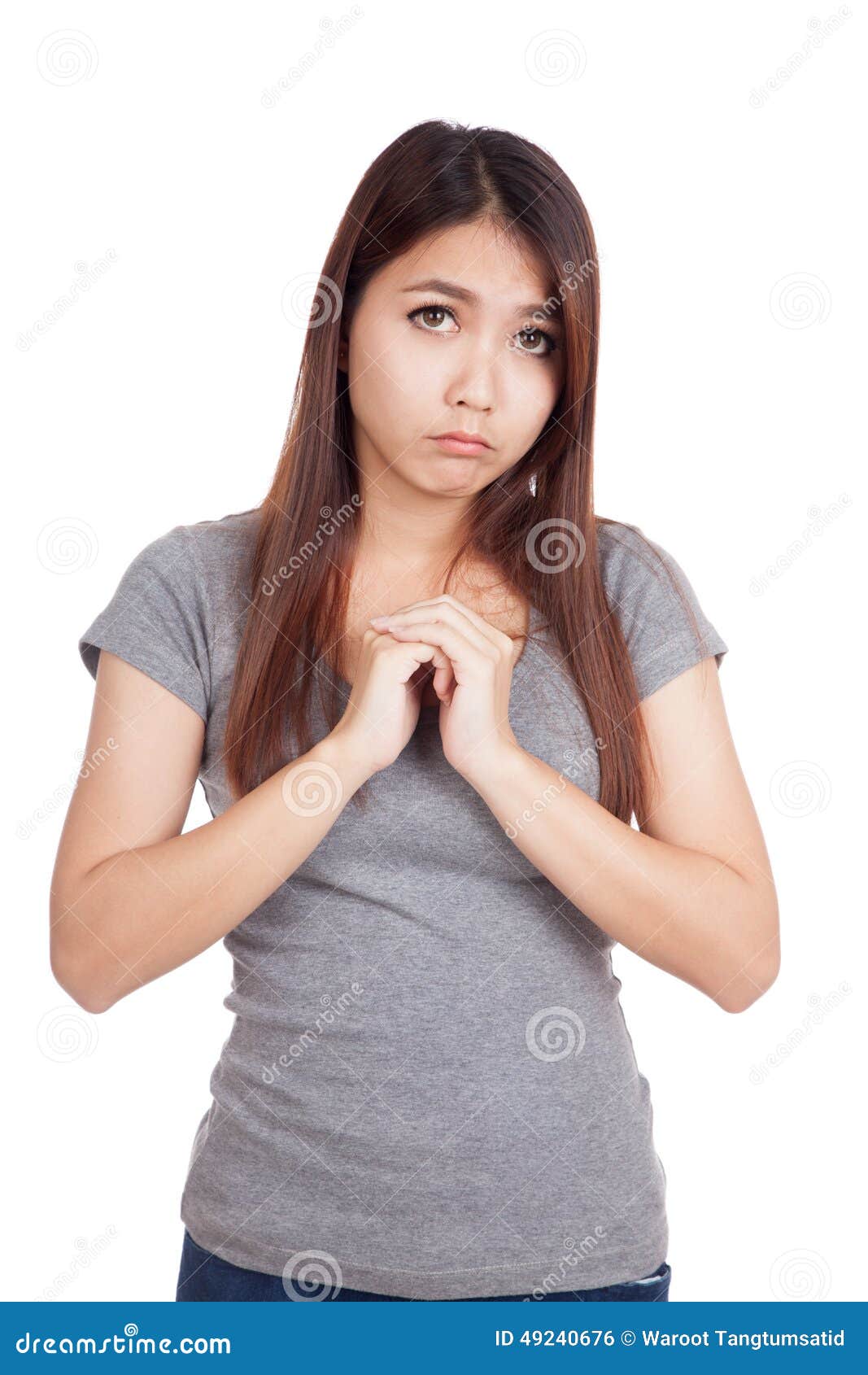 Young Asian Woman Pray with Unhappy Face Stock Photo - Image of prayer ...