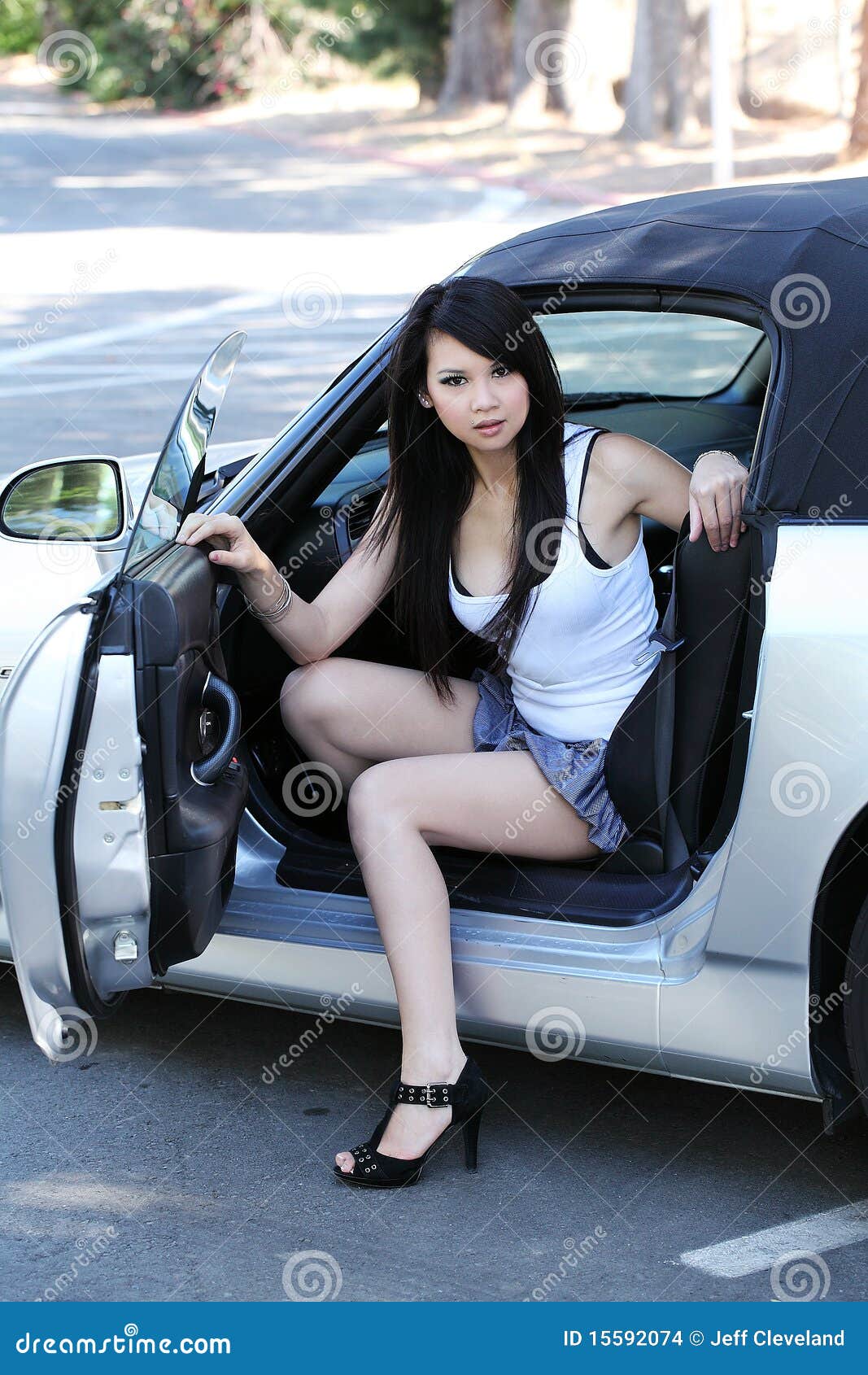 Sexy Legs Short Skirt Getting Out Of Car