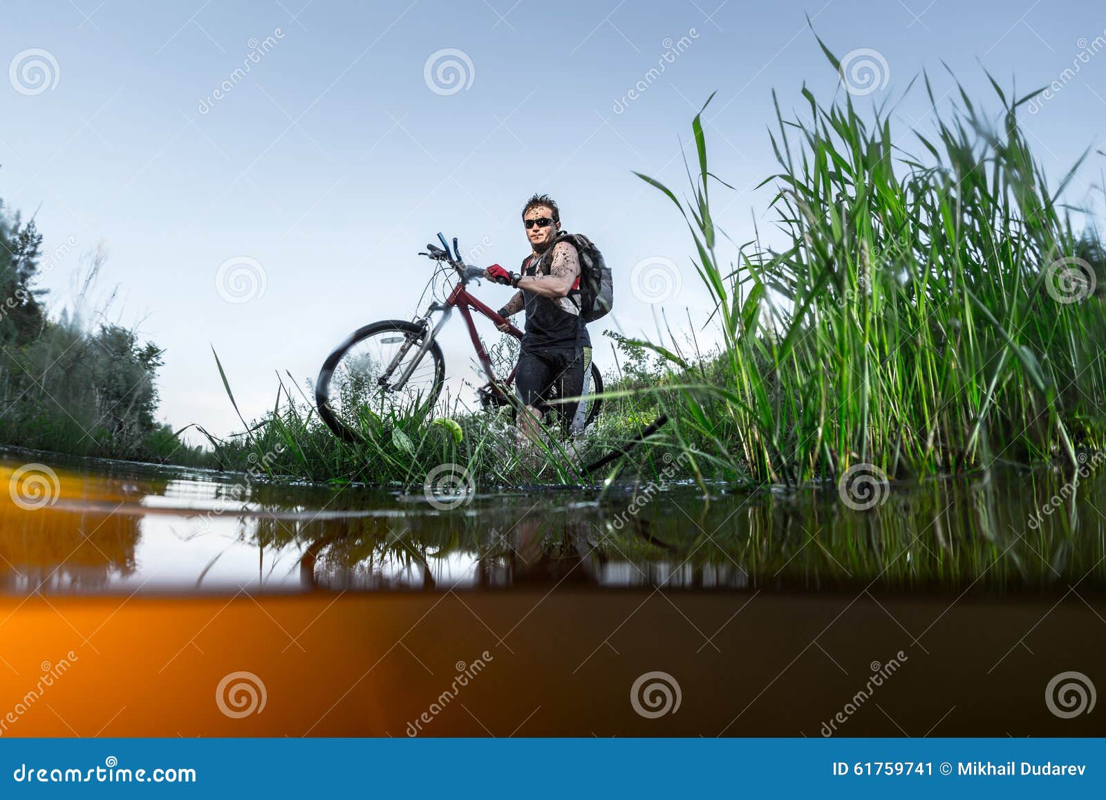 Young Athlete Crossing the River Stock Image Image of grass, male