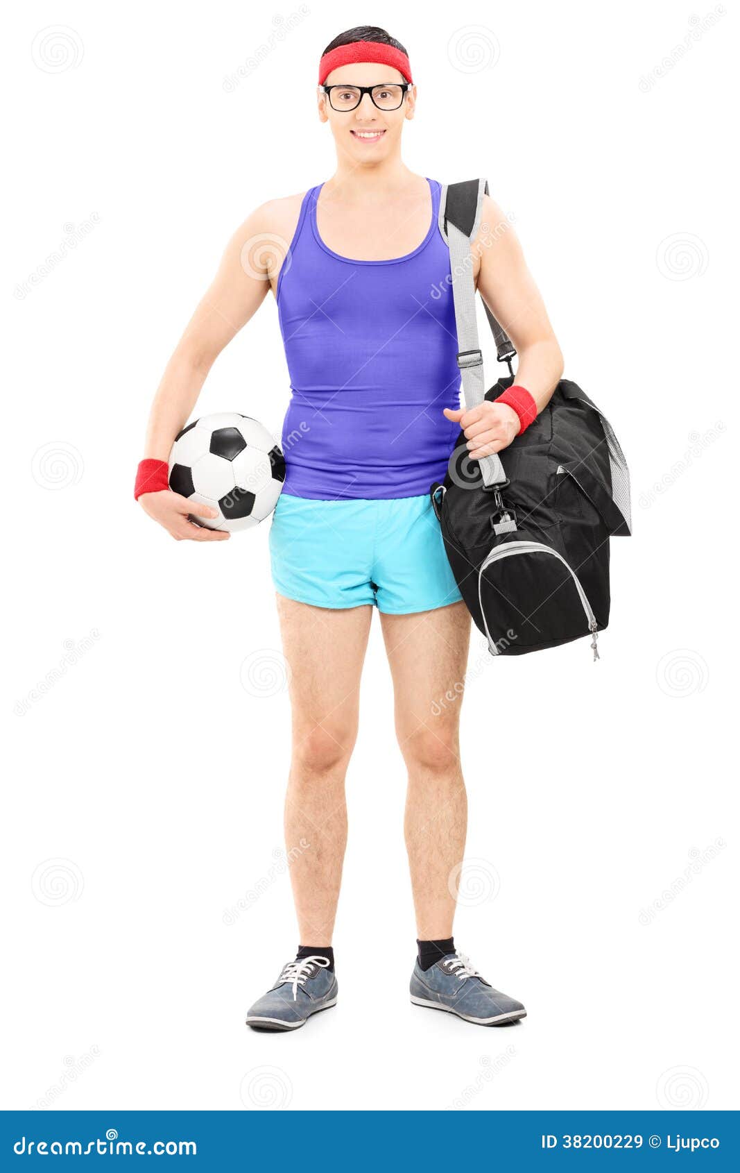 Young Athlete with Sports Bag Holding Football Stock Image - Image of ...