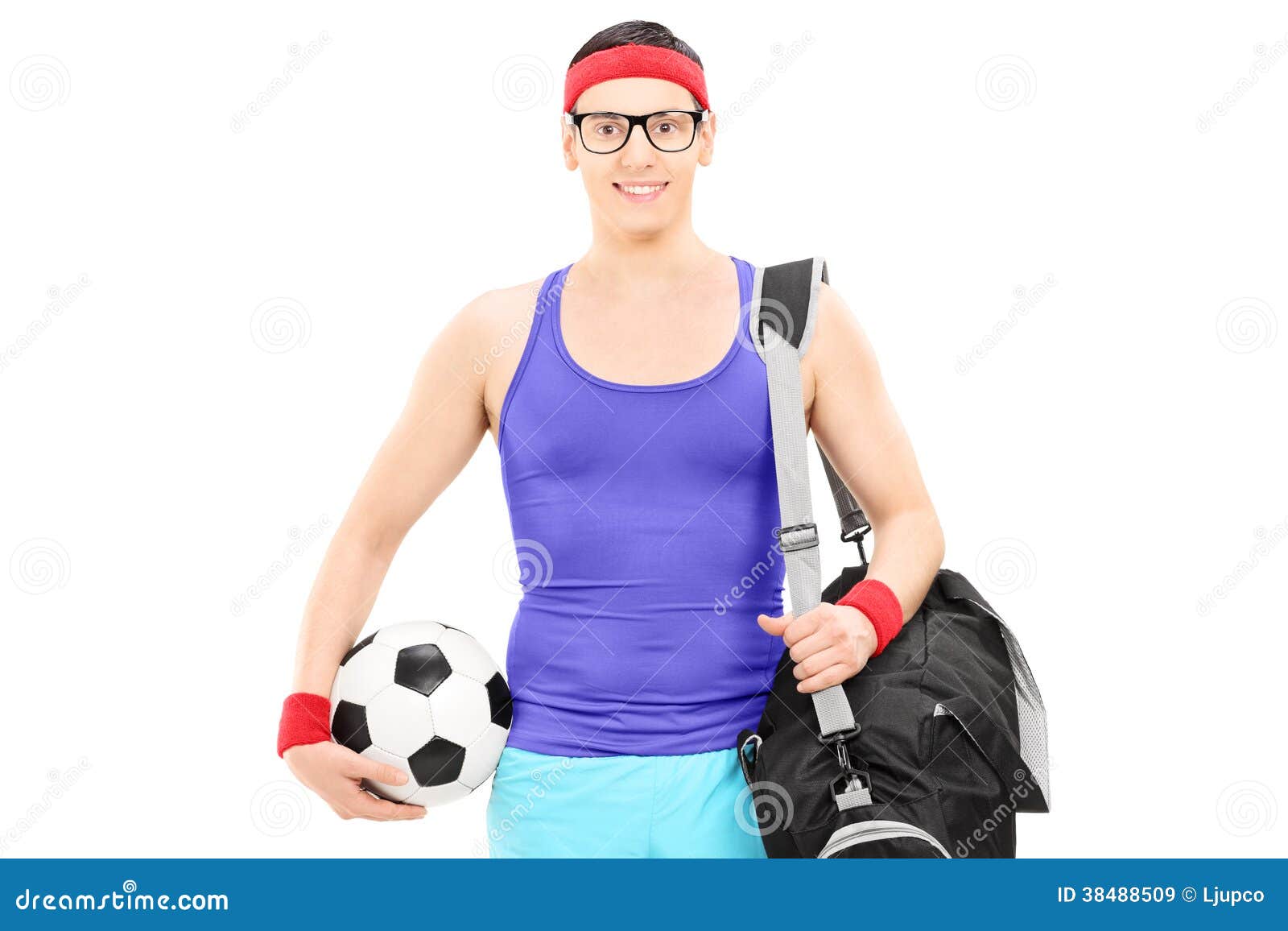 Young Athlete with Sports Bag Holding Football Stock Image - Image of ...