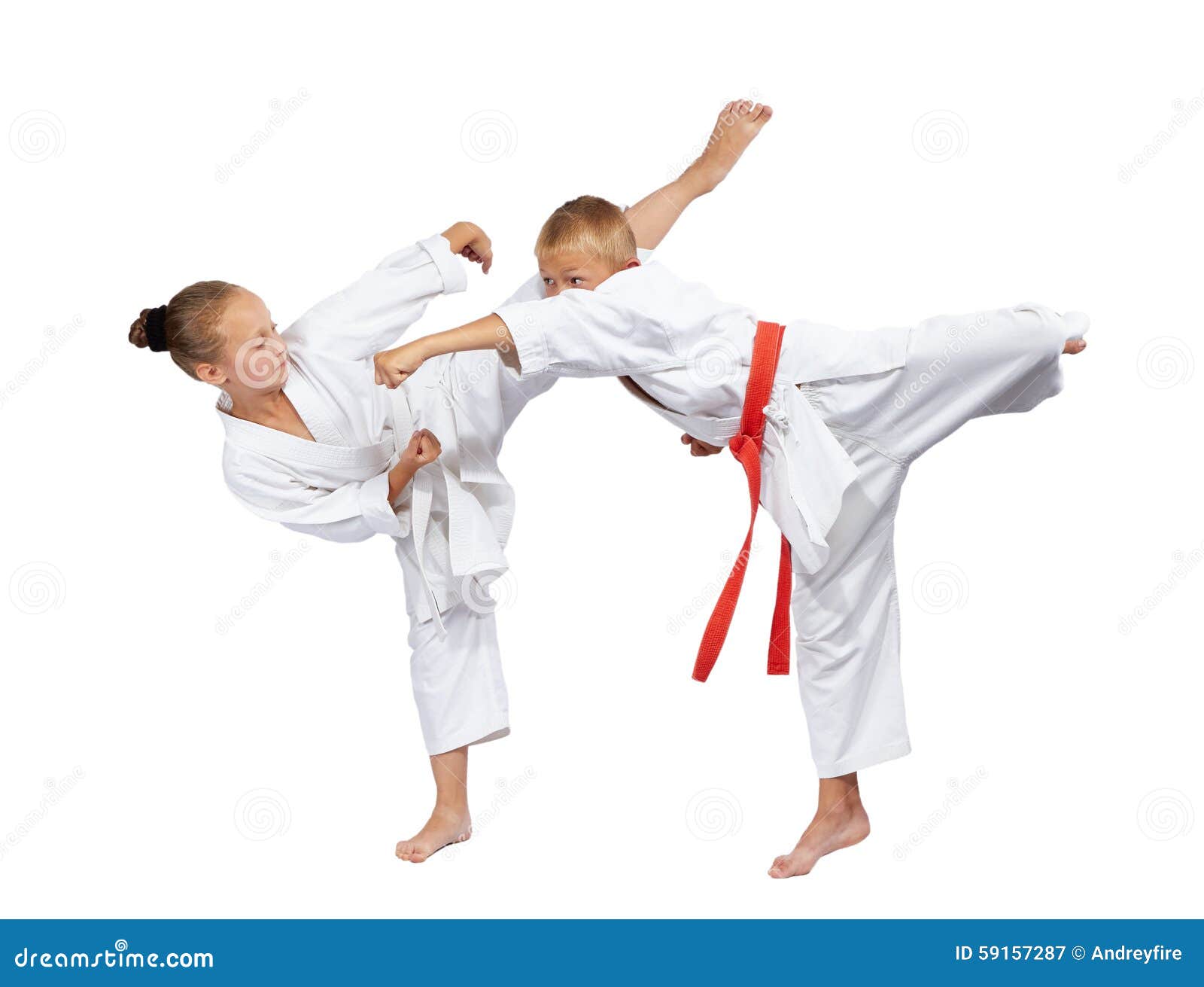 Young Athletes Beat Karate Blows Stock Image Image of karategi