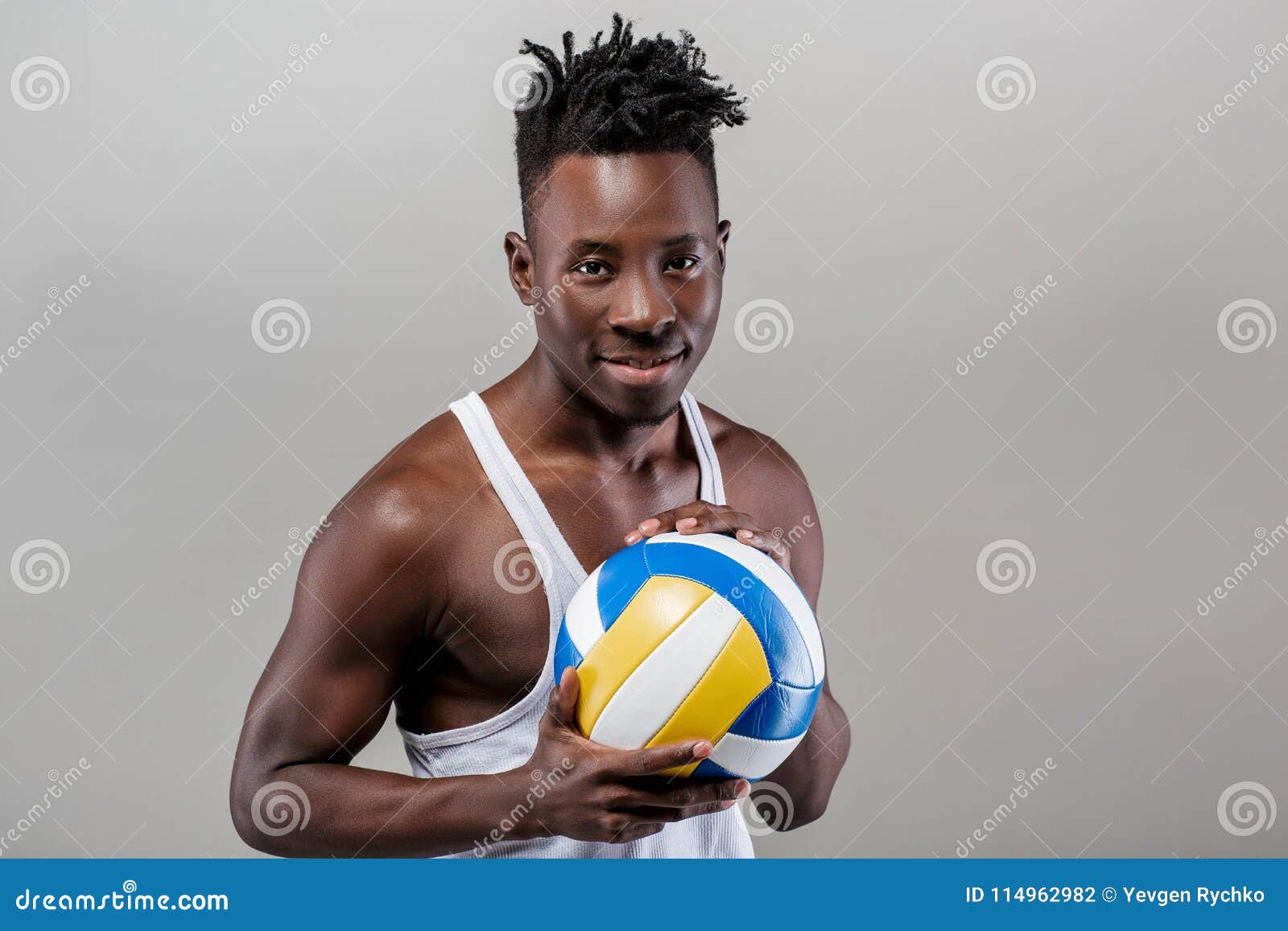 African-American Man With Volleyball Stock Image - Image 
