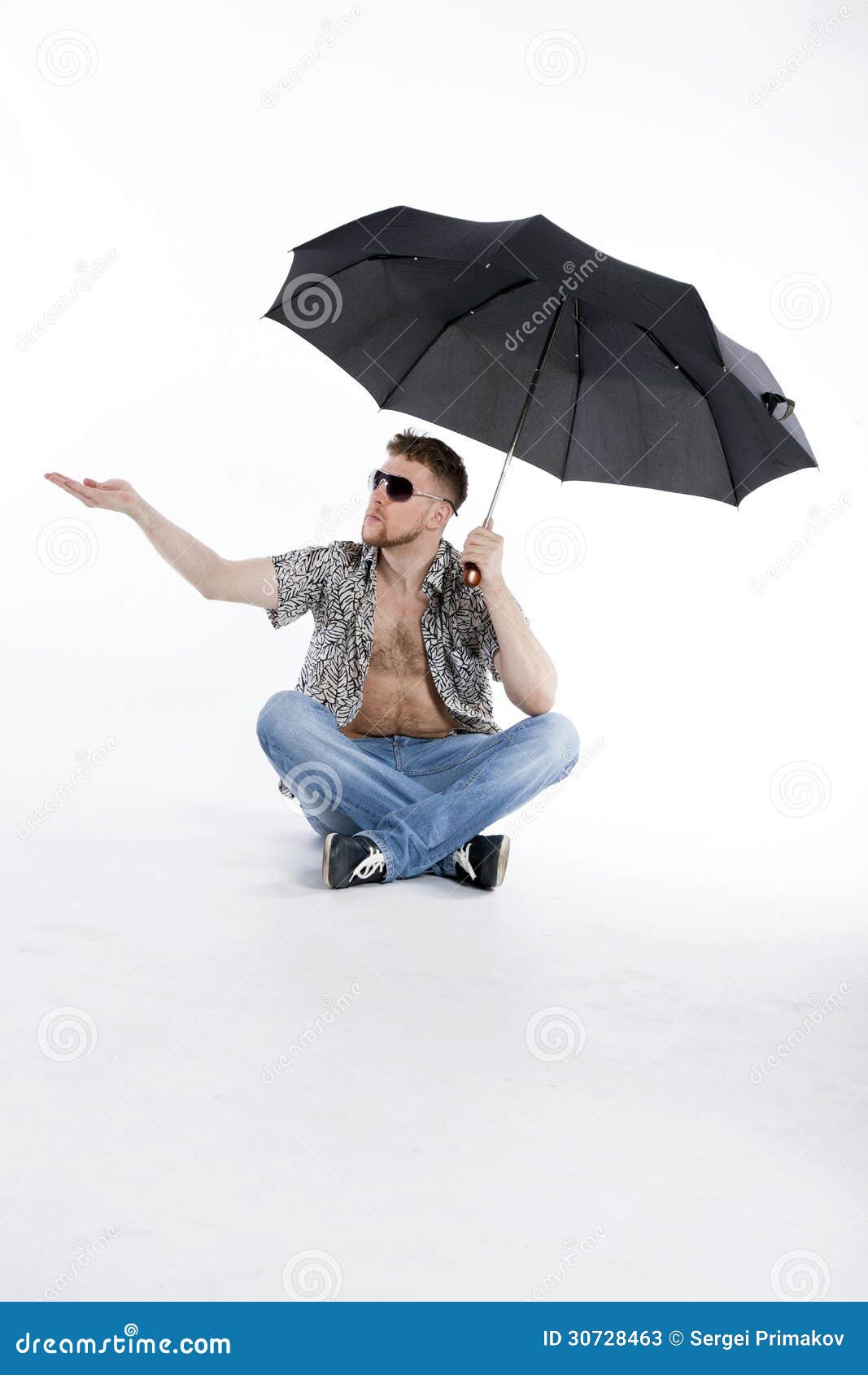 Young Athletic Businessman Under Umbrella Stock Image Image of male