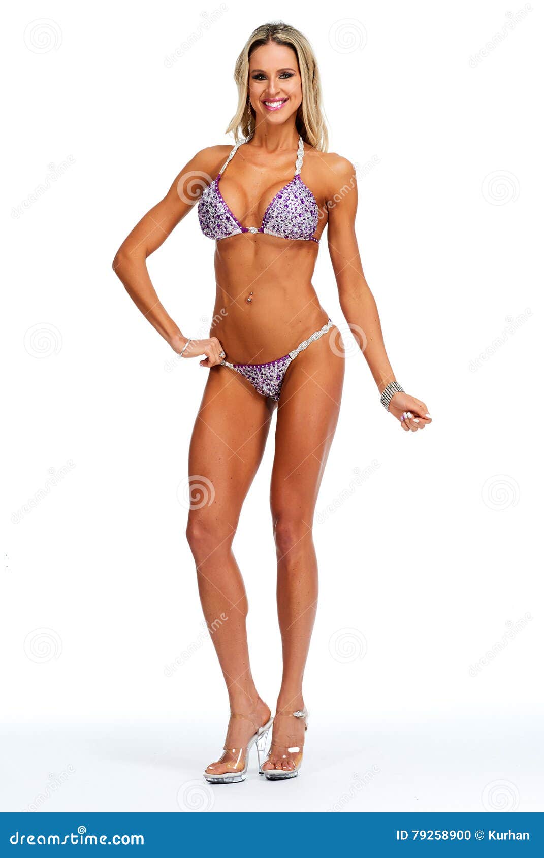 Young Athletic Girl with Body in Bikini. Stock Photo - Image of