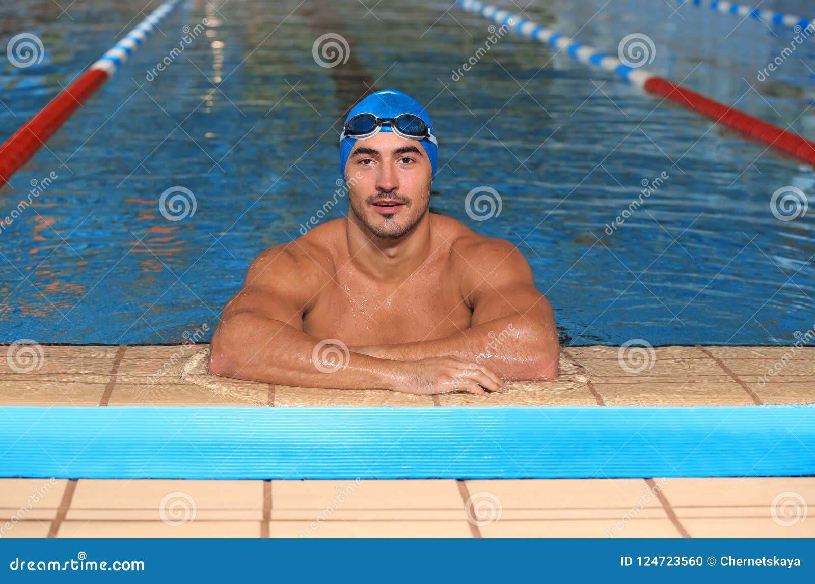 Young Athletic Man Wearing Cap and Goggles Stock Photo Image of