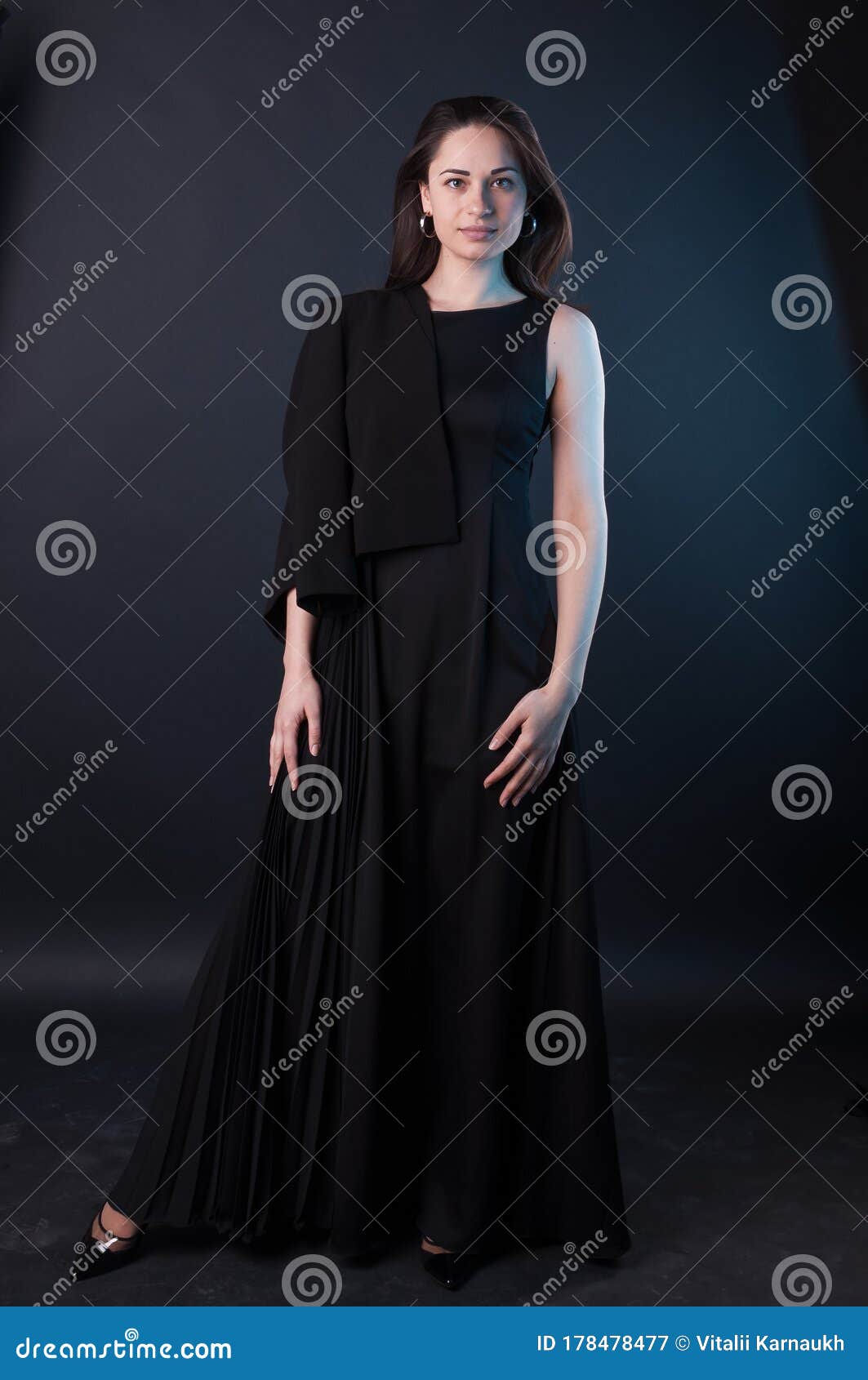 Young Beautiful Girl is Posing in the Dark Stock Image - Image of ...