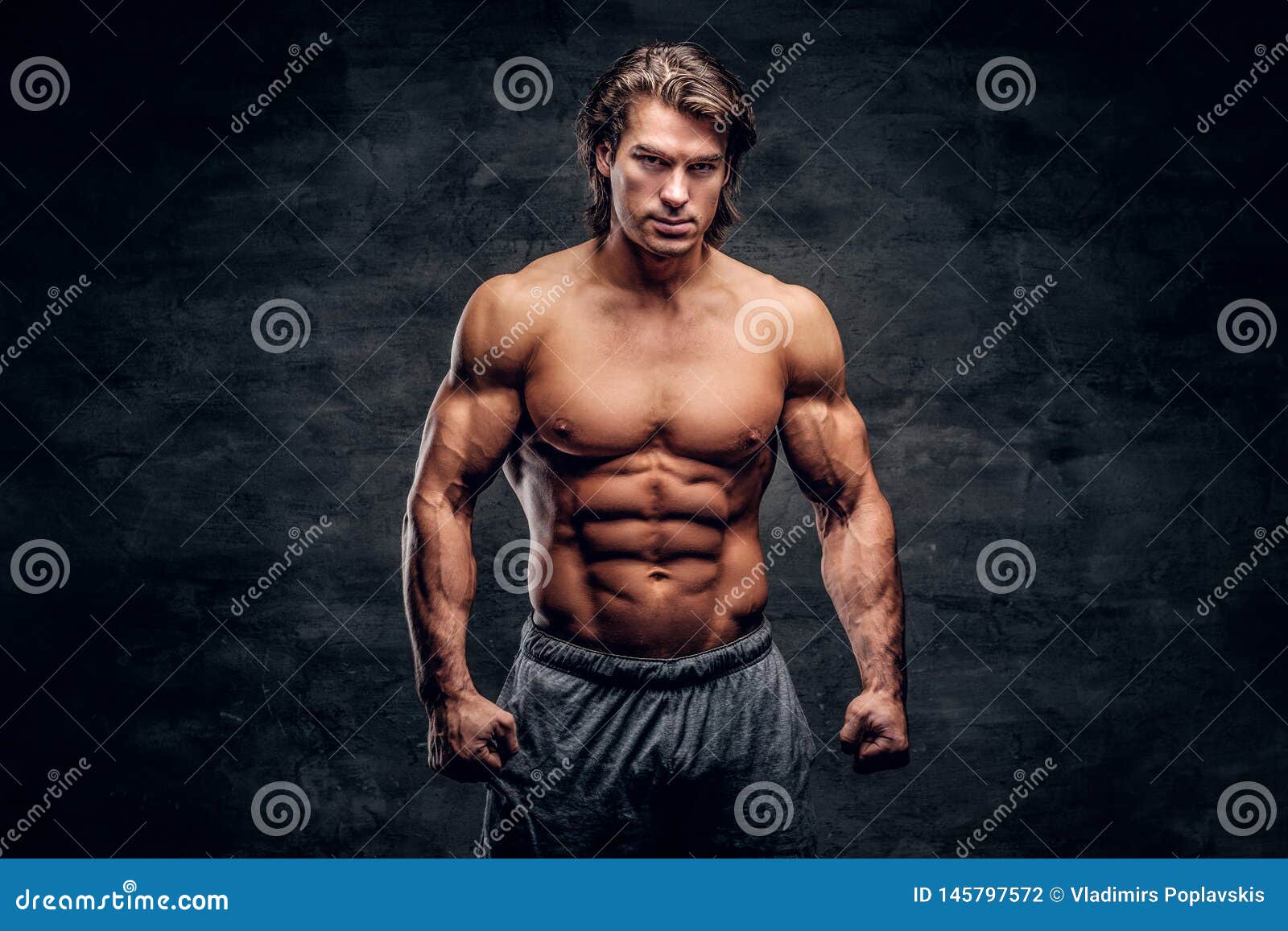 Portrait Of Bodybuilder With Naked Torso Stock Image 