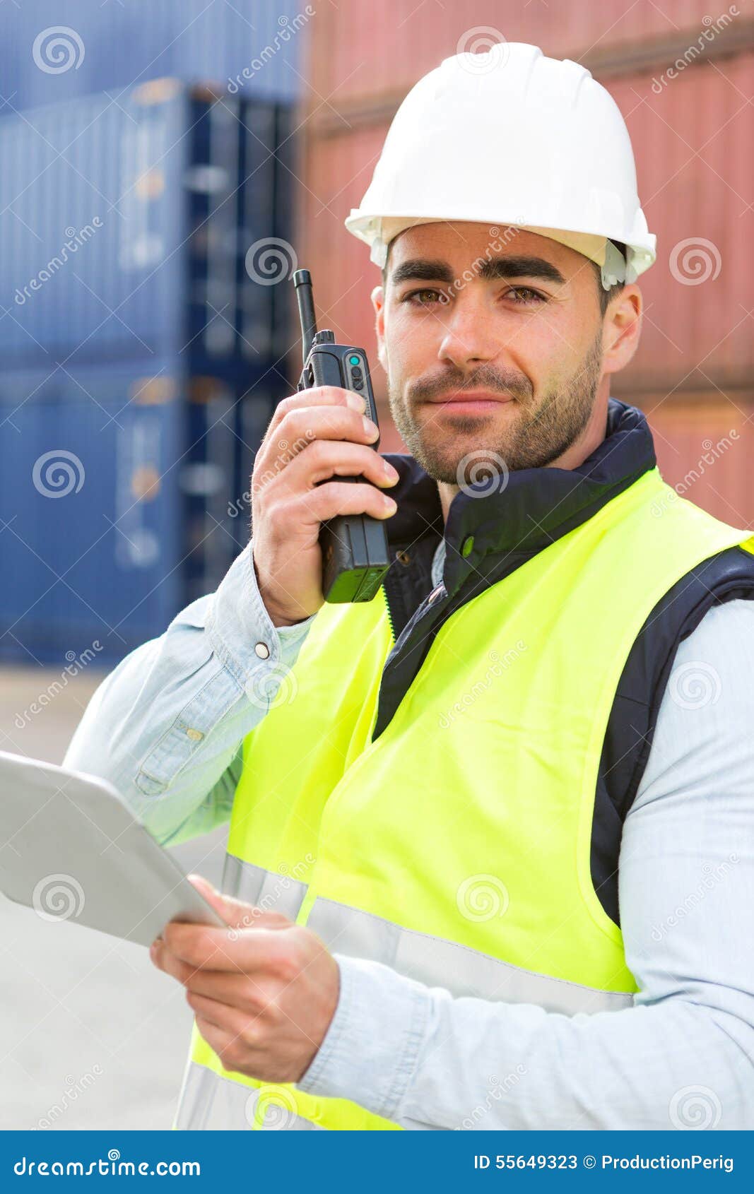 Young Attractive Docker Using Tablet at Work Stock Image - Image of ...