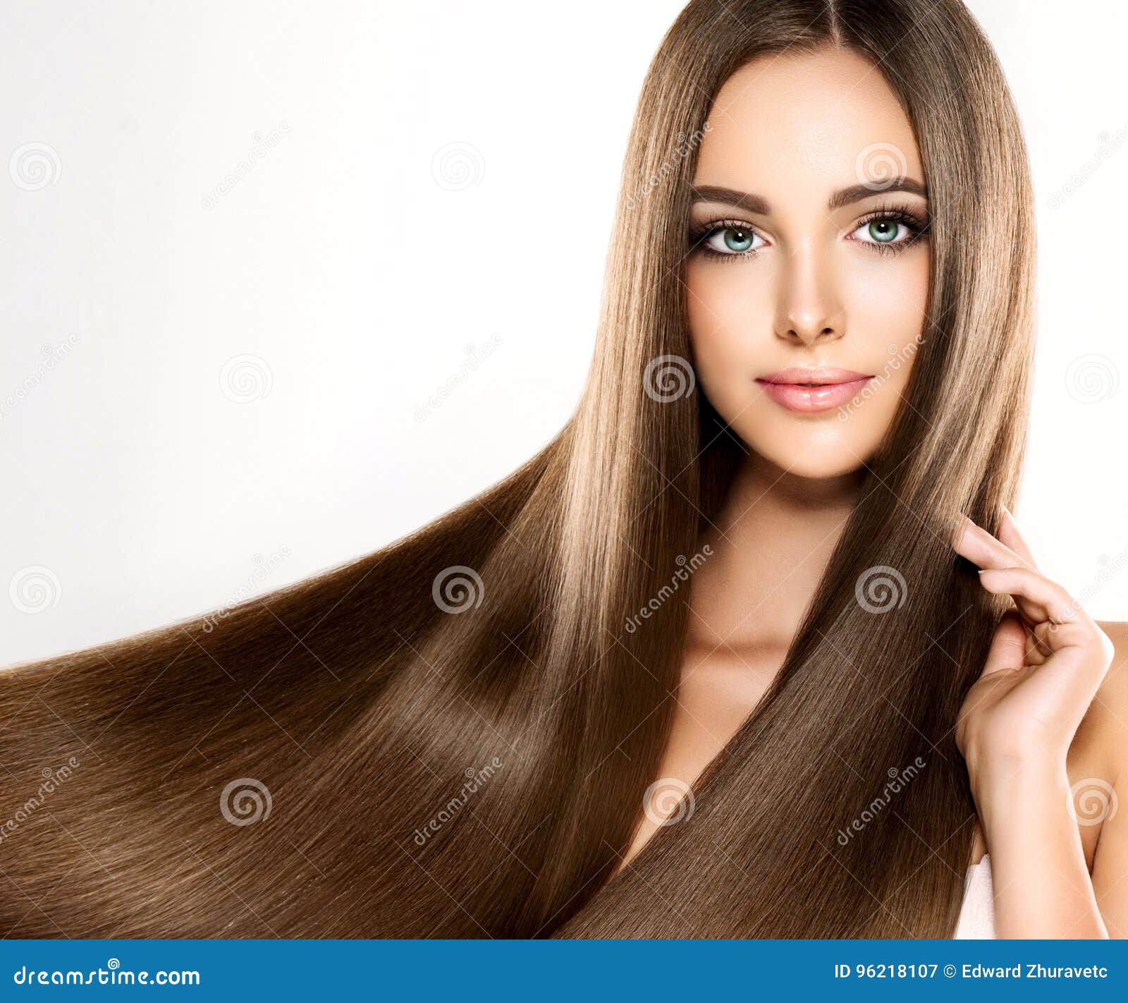 young attractive girl-model with gorgeous, shiny, long, hair.