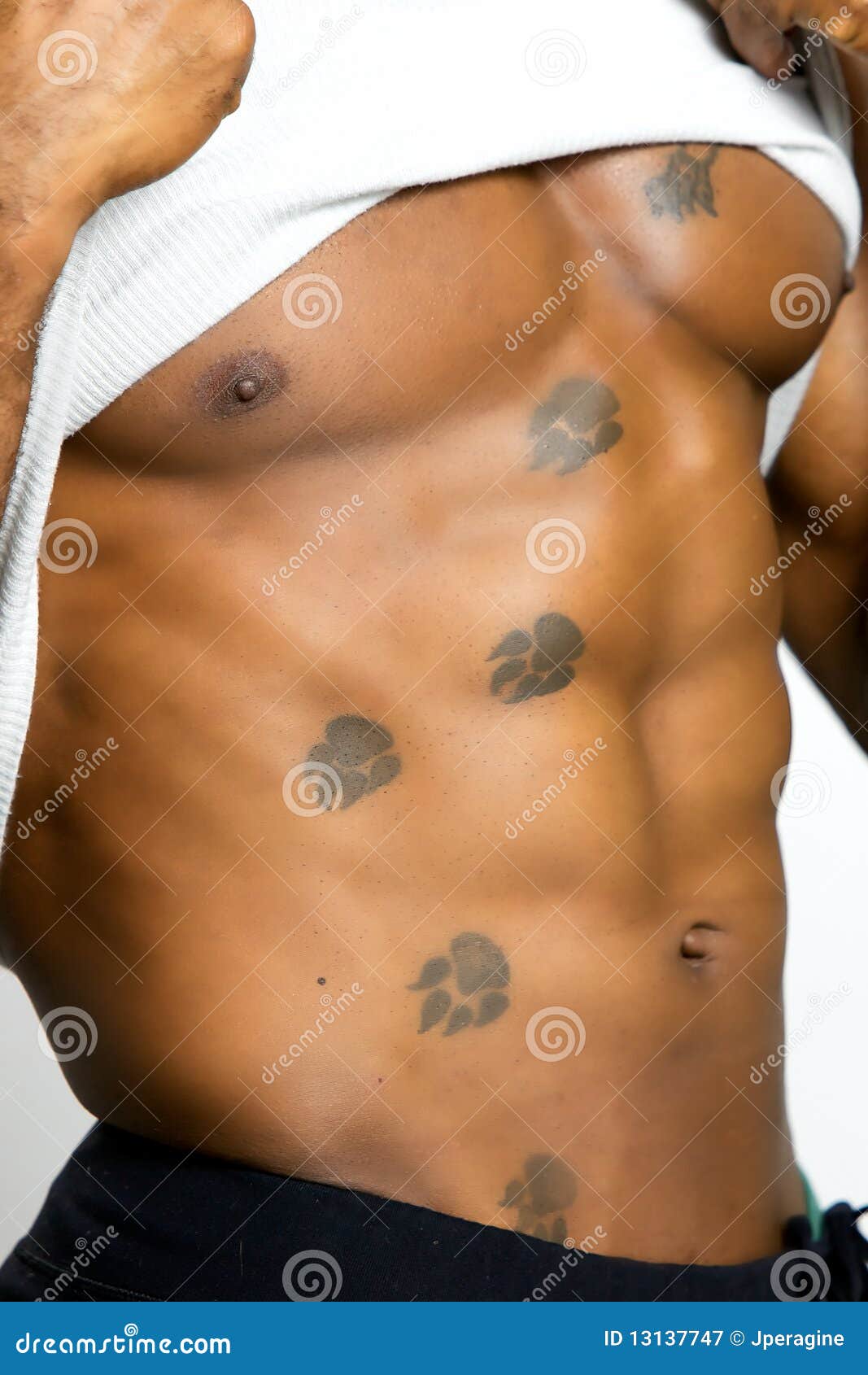 Young Attractive Man with No Shirt Isolated Stock Image - Image of