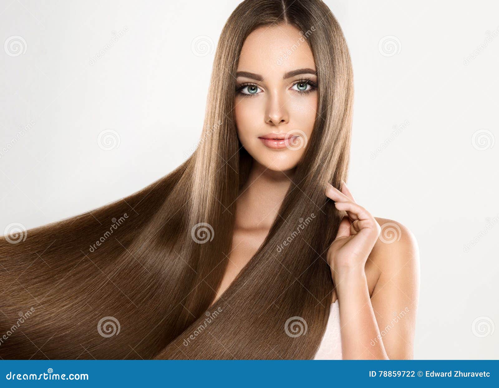 young attractive model with long, straight,brown hair.