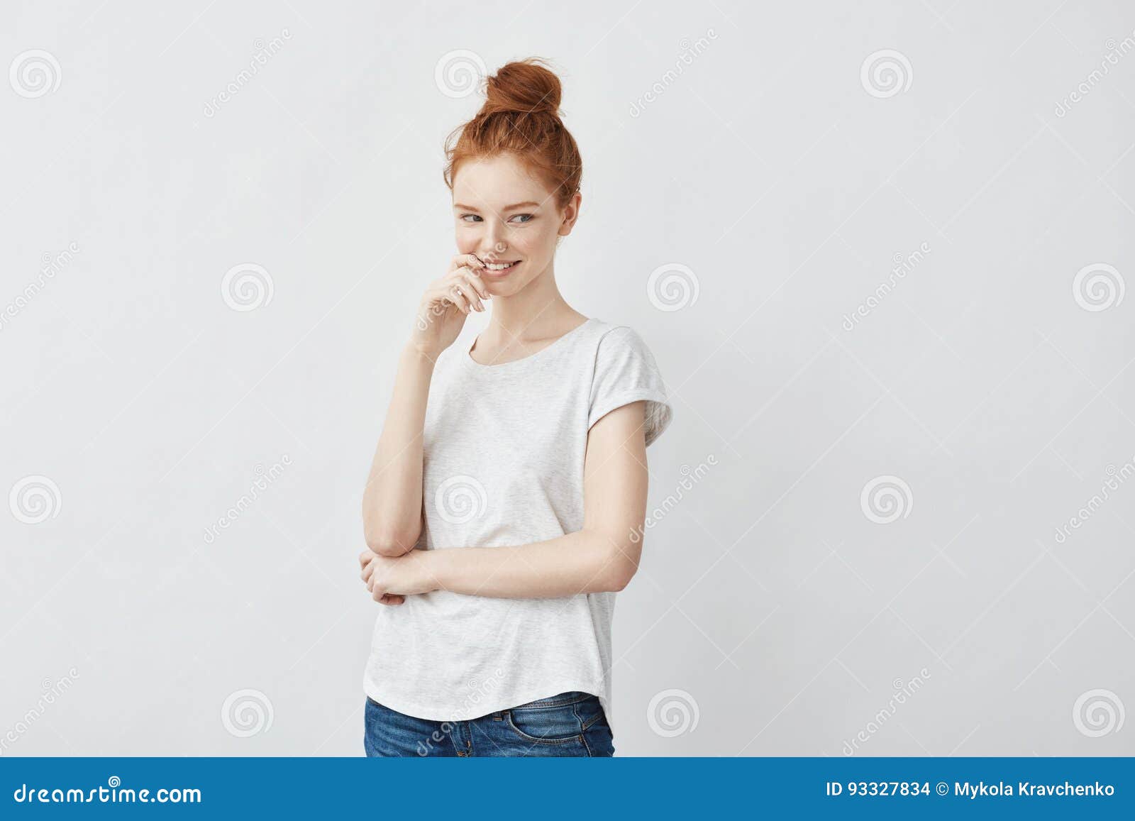 Young Attractive Playful Girl with Foxy Hair Smiling. Stock Photo ...