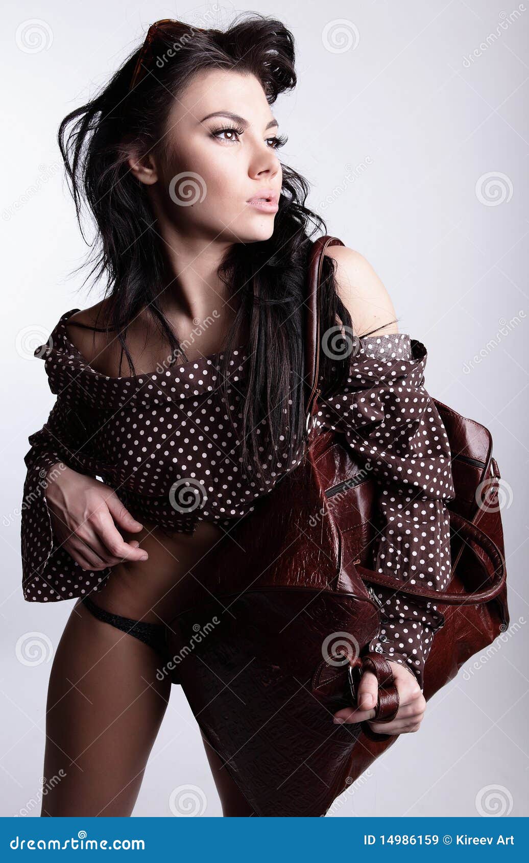 Young Attractive Girl Posing with Bag Stock Image Image of beauty