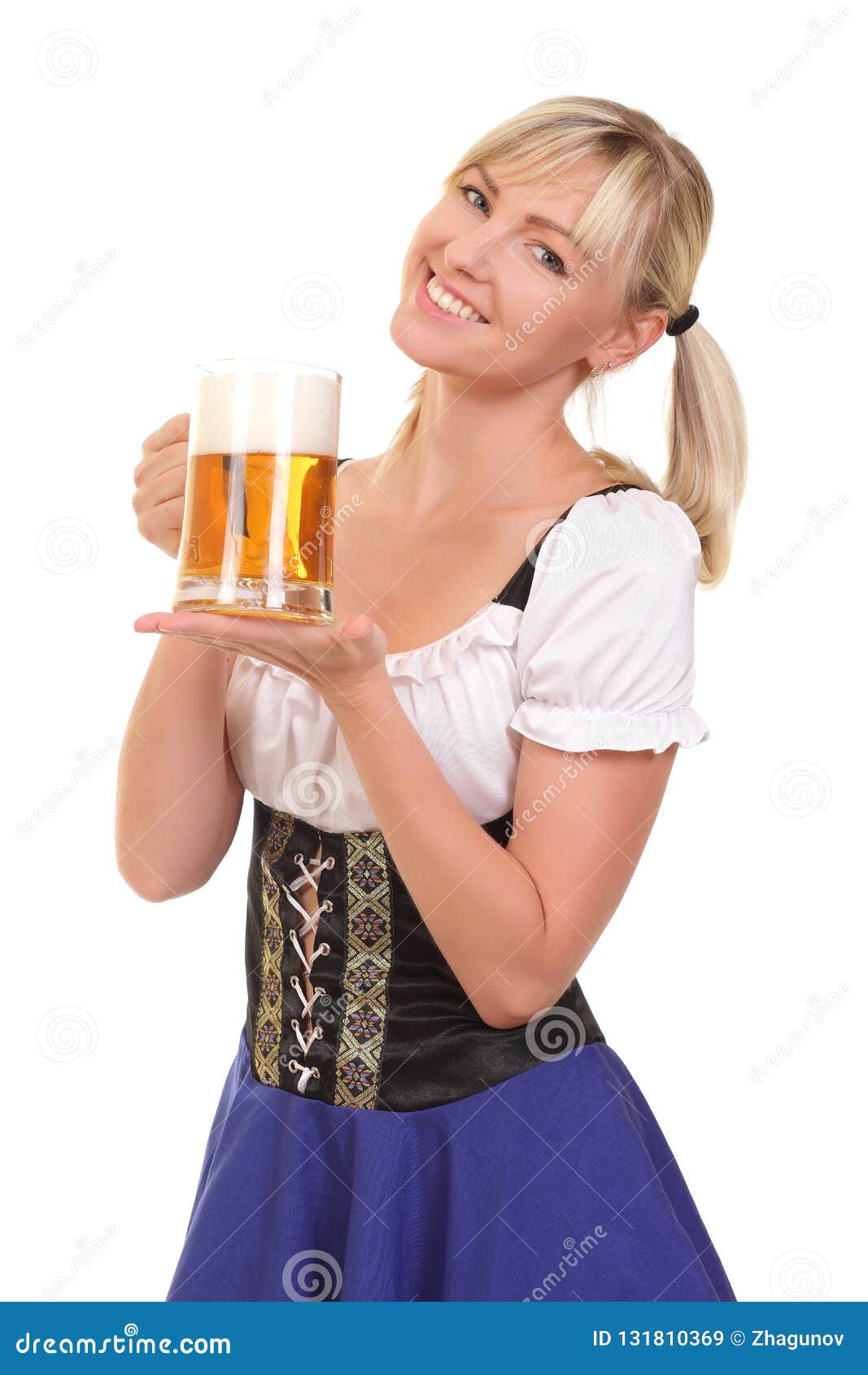 Young Attractive Woman Holding Beer Stock Image - Image of nice ...