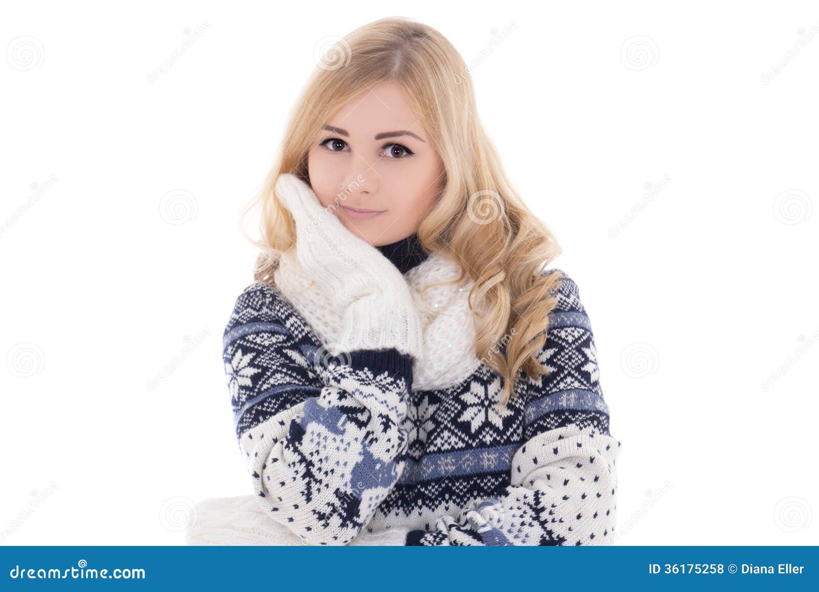 Young Attractive Woman Posing in Winter Clothes Isolated on Whit Stock ...