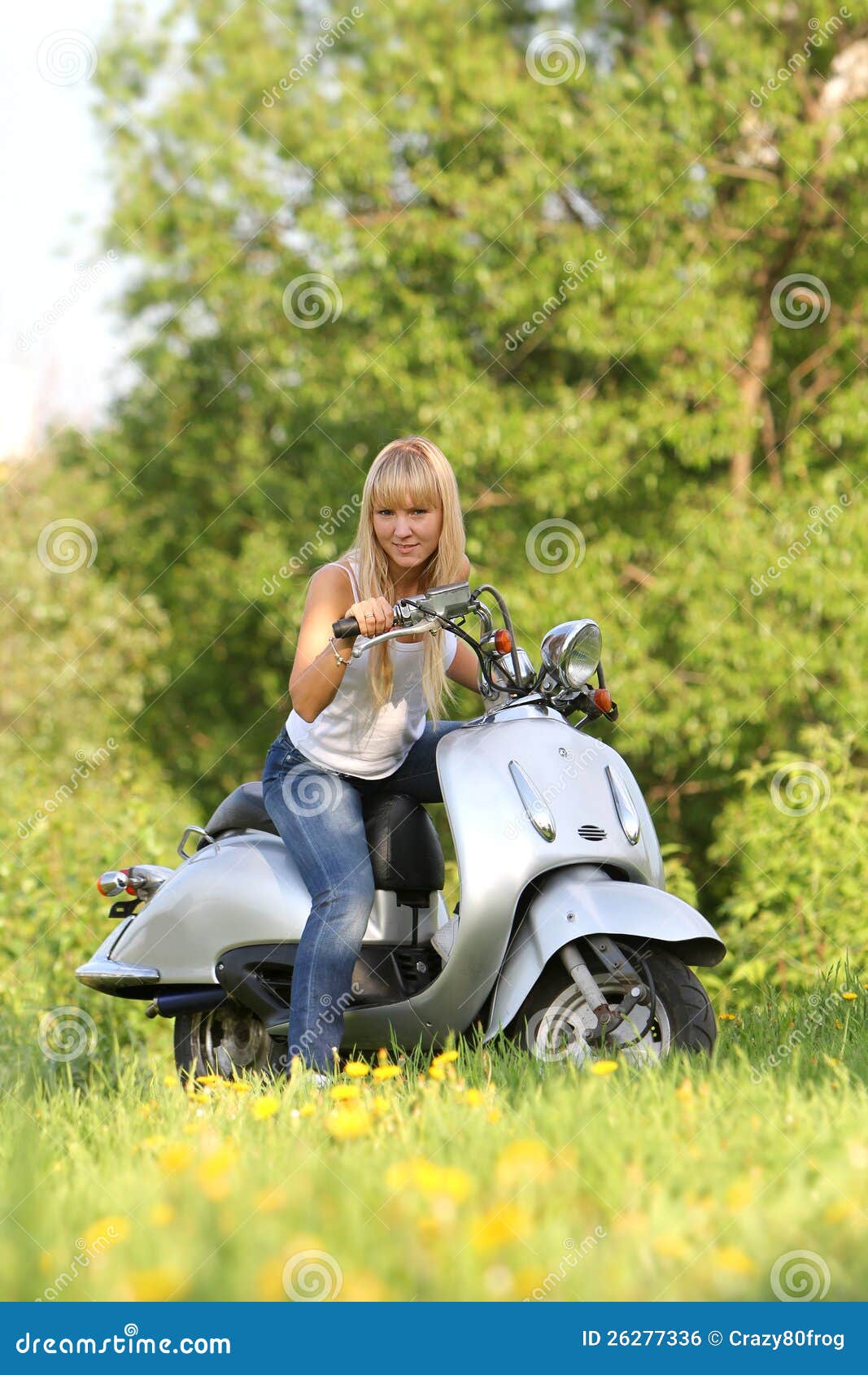 Young Attractive Woman Riding Scooter Stock Photo Image of holiday