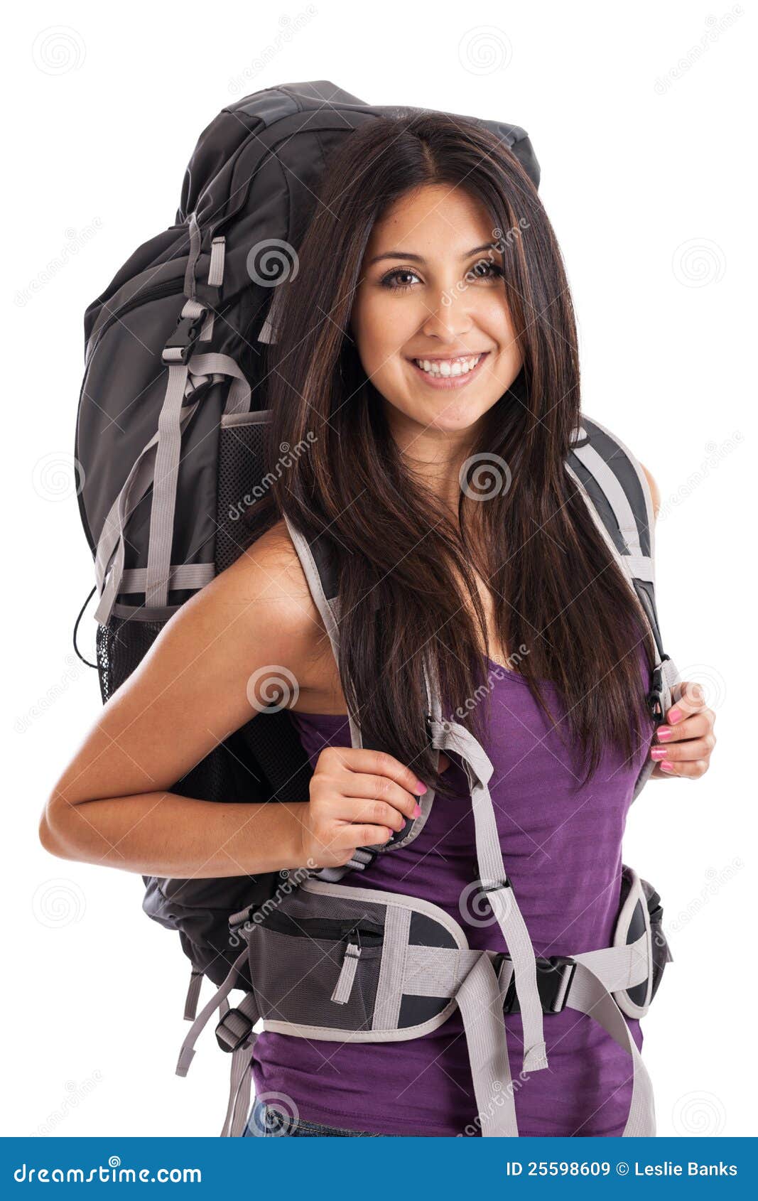 Young backpacker portrait stock image. Image of brown - 25598609