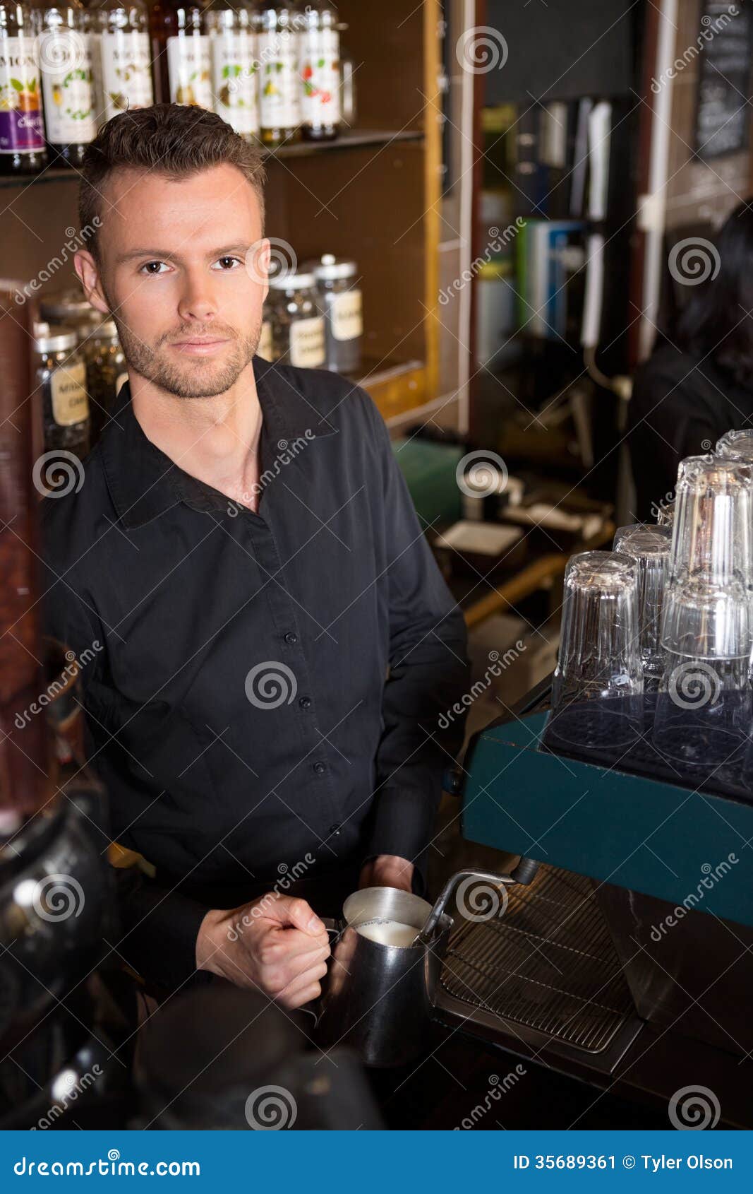 Young Barista Working at Stock Image Image of portrait