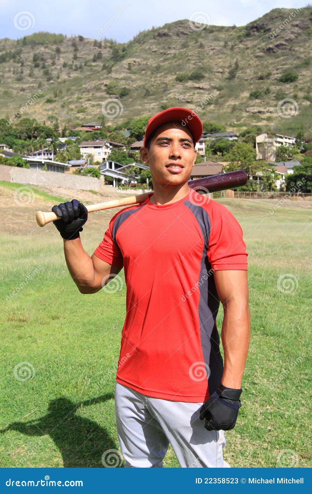 Young Baseball Player Smiling in the Field Stock Image Image of